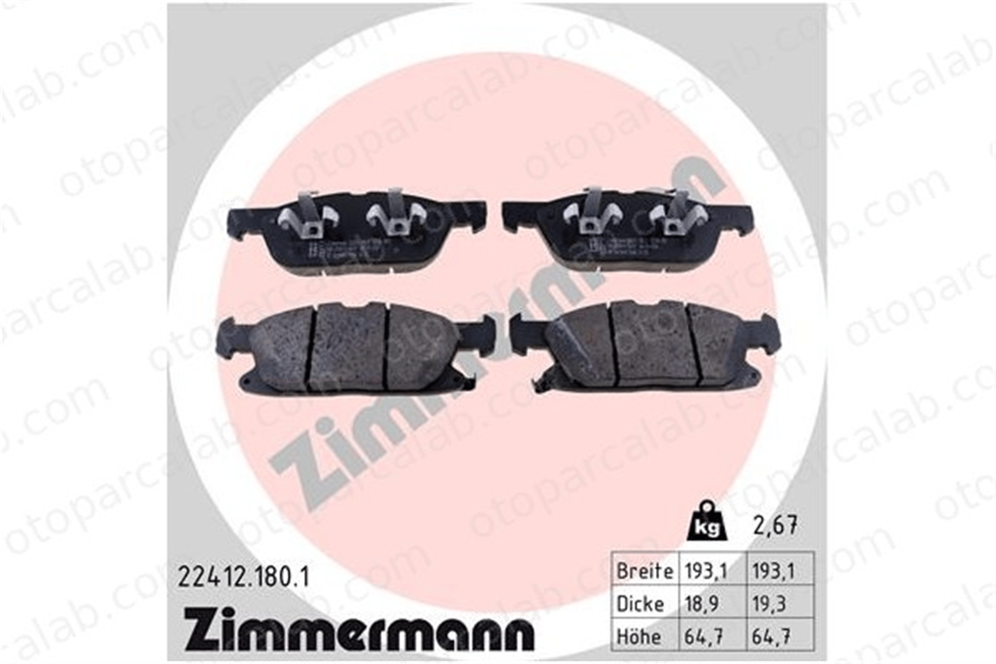 ZIMMERMANN 22412.180.1 Fren Disk Balata Ön FORD GALAXY III S-MAX 1884555 2241923