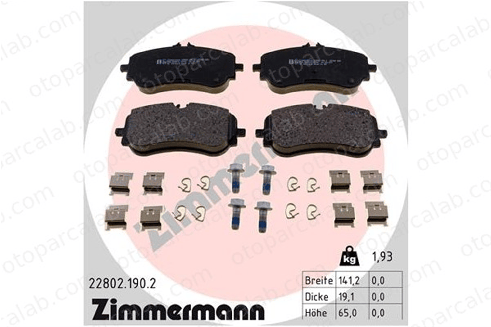ZIMMERMANN 22802.190.2 Fren Disk Balata Ön VW CRAFTER Panelvan/Van MAN TGE Panelvan/Van 2H6698451A 65508206002