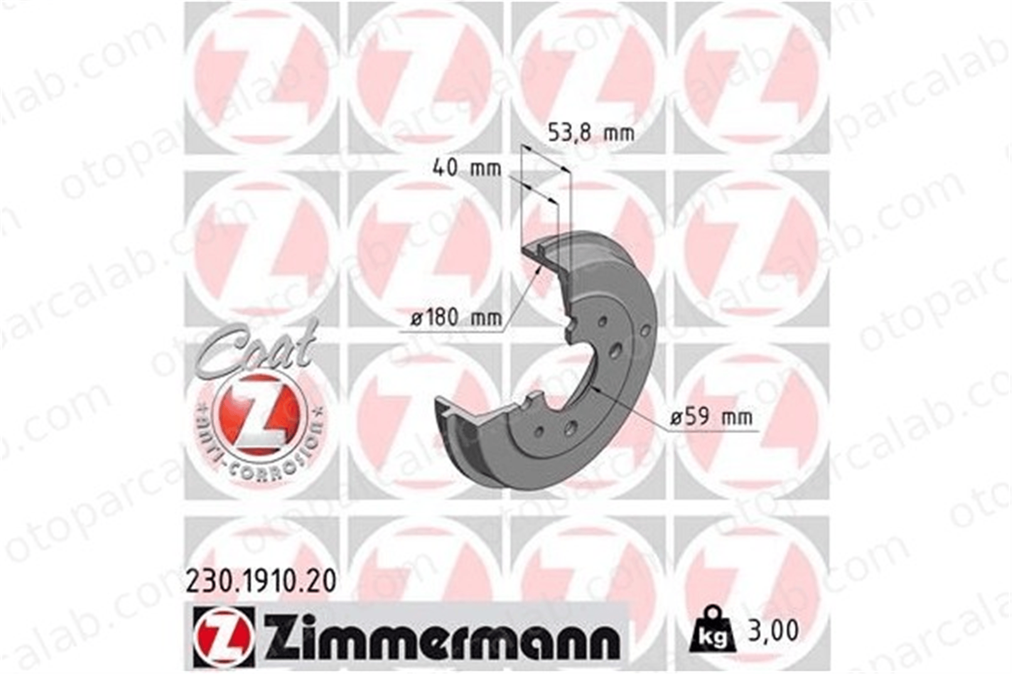 ZIMMERMANN 230.1910.20 Kampana Arka Sağ veya Sol FIAT PUNTO 500 46819776 51863510