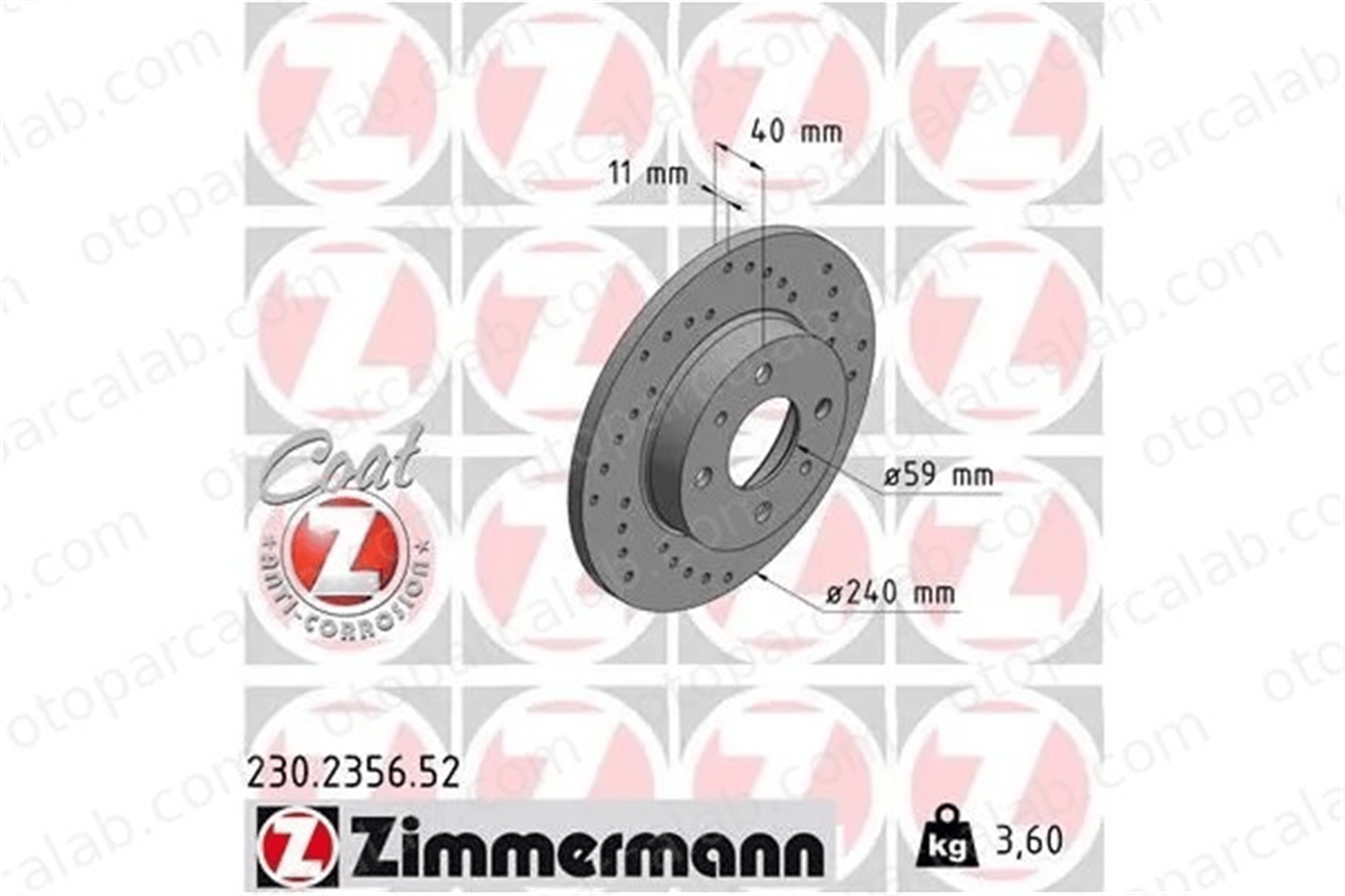ZIMMERMANN 230.2356.52 Fren Disk Ayna Ön Sağ ve Sol FIAT TIPO LANCIA DEDRA 7685656 7663465