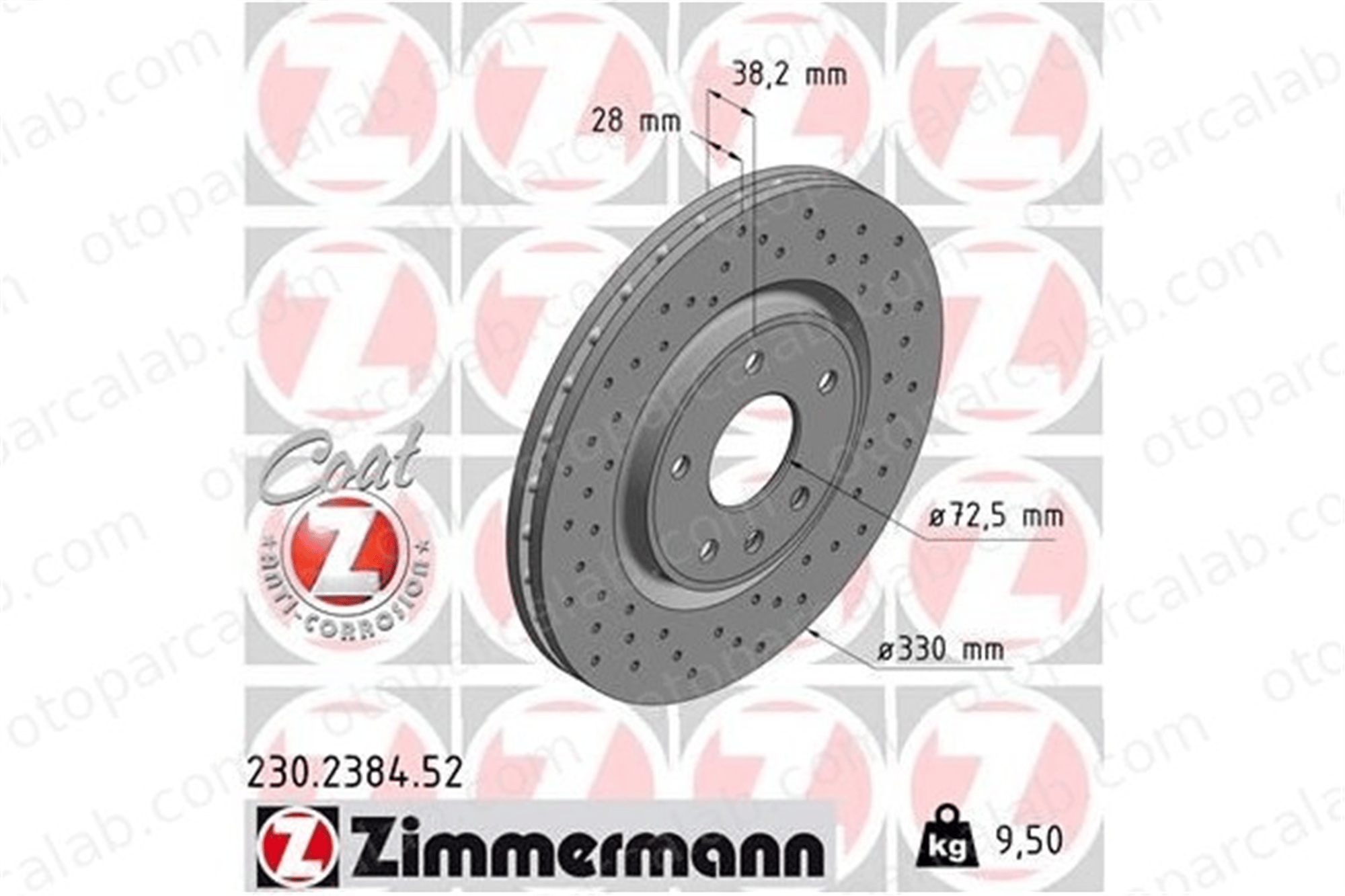 ZIMMERMANN 230.2384.52 Fren Disk Ayna Ön Sağ ve Sol FIAT FREEMONT LANCIA VOYAGER MPV 4779712AA 4779712AB