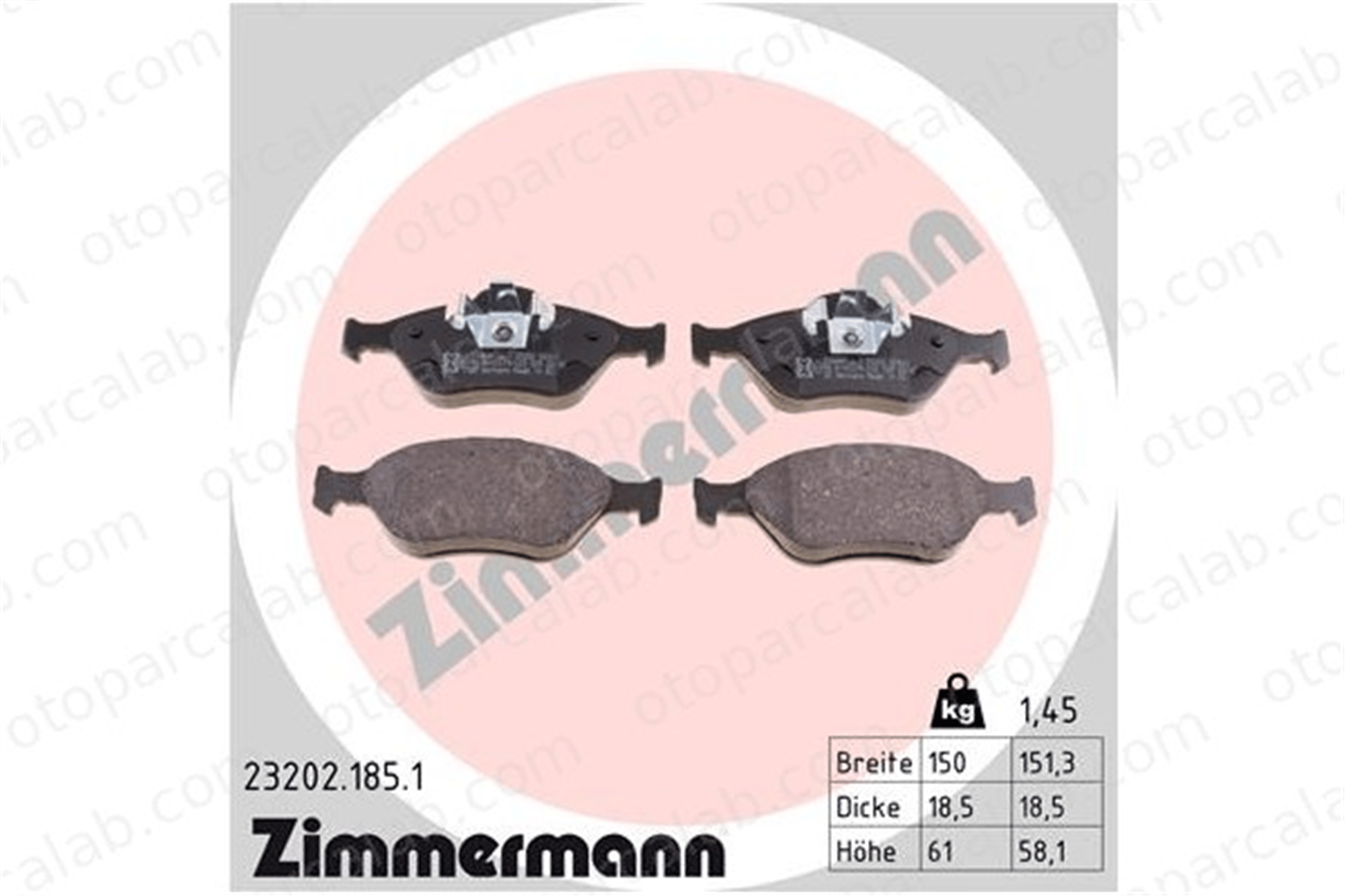 ZIMMERMANN 23202.185.1 Fren Disk Balata Ön FORD FIESTA IV FIESTA V YS6J2K021DC YS612K021DA