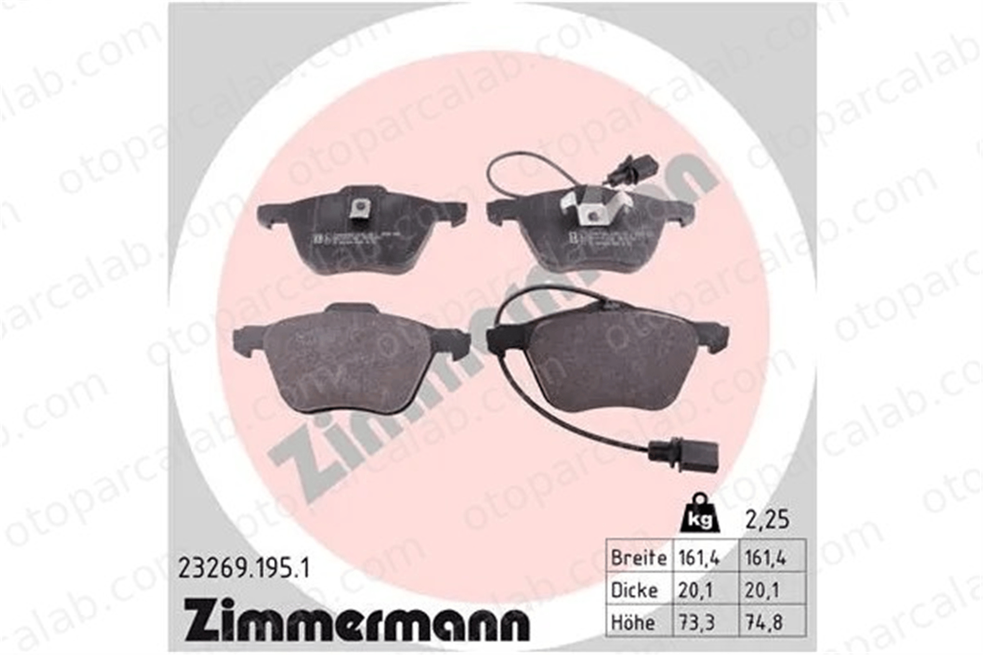 ZIMMERMANN 23269.195.1 Fren Disk Balata Ön VW TRANSPORTER T4 Panelvan/Van TRANSPORTER T4 Minibüs/Otobüs 7M3698151A YM21K021BA