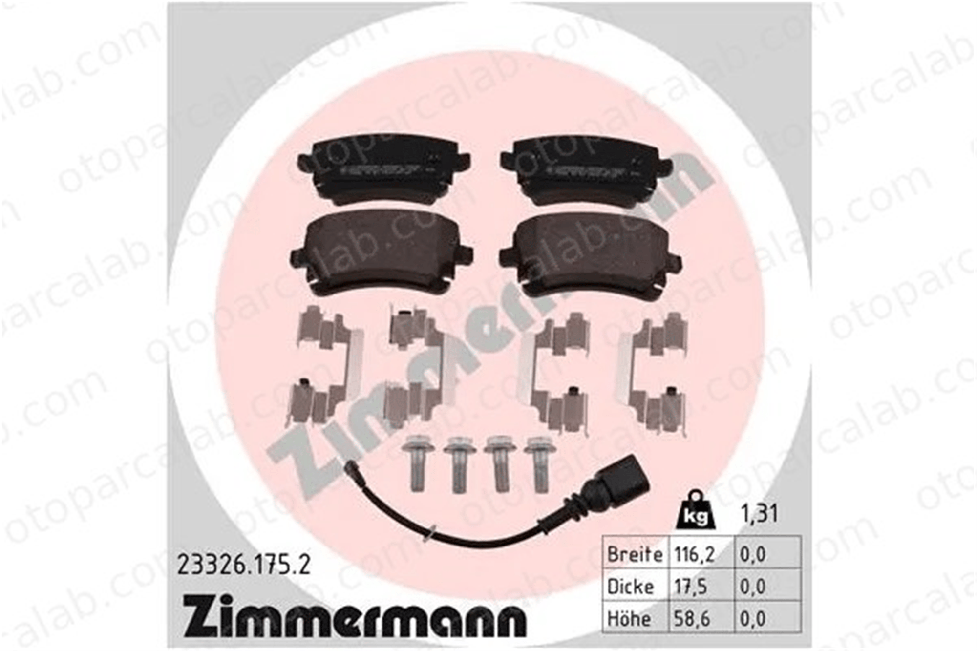 ZIMMERMANN 23326.175.2 Fren Disk Balata Arka VW TRANSPORTER T5 Minibüs/Otobüs TRANSPORTER T5 Panelvan/Van 7H0698451 7H0698451B