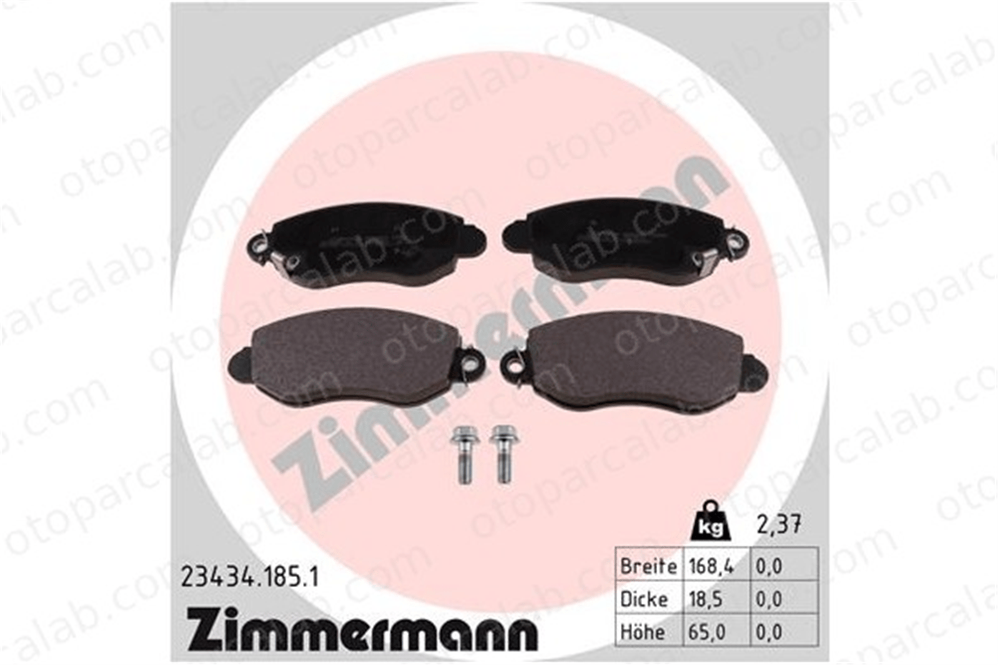 ZIMMERMANN 23434.185.1 Fren Disk Balata Ön FORD TRANSIT Panelvan/Van TRANSIT Minibüs/Otobüs 1135167 1318139