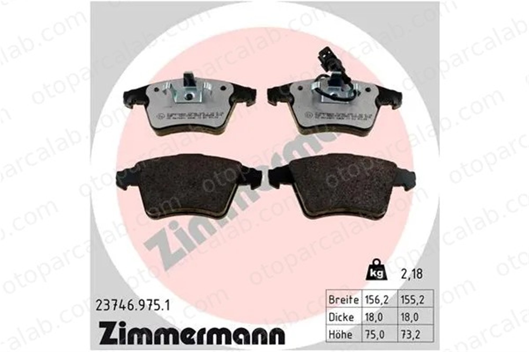 ZIMMERMANN 23746.975.1 Fren Disk Balata Ön VW TRANSPORTER T5 Minibüs/Otobüs TRANSPORTER T5 Panelvan/Van 7H0698151A 7H0698151C