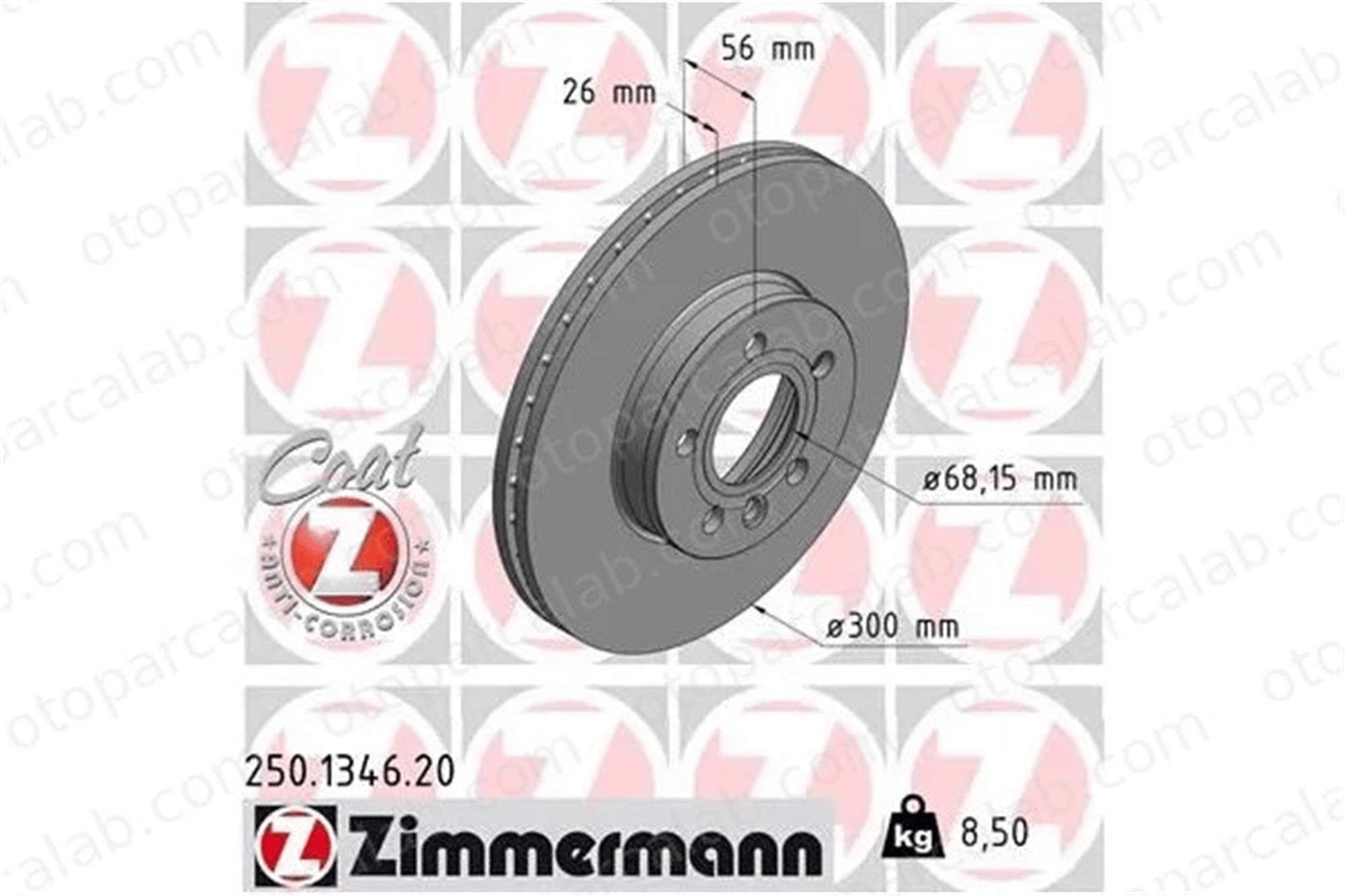 ZIMMERMANN 250.1346.20 Fren Disk Ayna Ön Sağ ve Sol VW SHARAN SEAT ALHAMBRA 7D0615301 7D0615301B