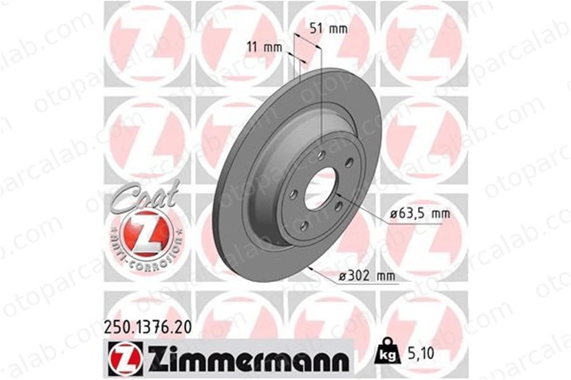 ZIMMERMANN 250.1376.20 Fren Disk Ayna Arka Sağ ve Sol FORD MONDEO V Turnier MONDEO V Hatchback DG9C2A315BC 5202204