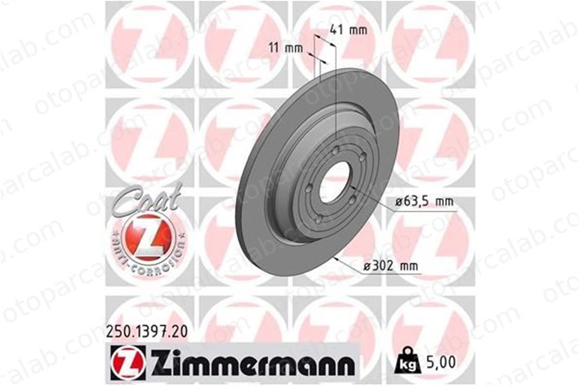 ZIMMERMANN 250.1397.20 Fren Disk Ayna Arka Sağ ve Sol FORD FOCUS IV FOCUS IV Turnier JX612A315BEA 1936154
