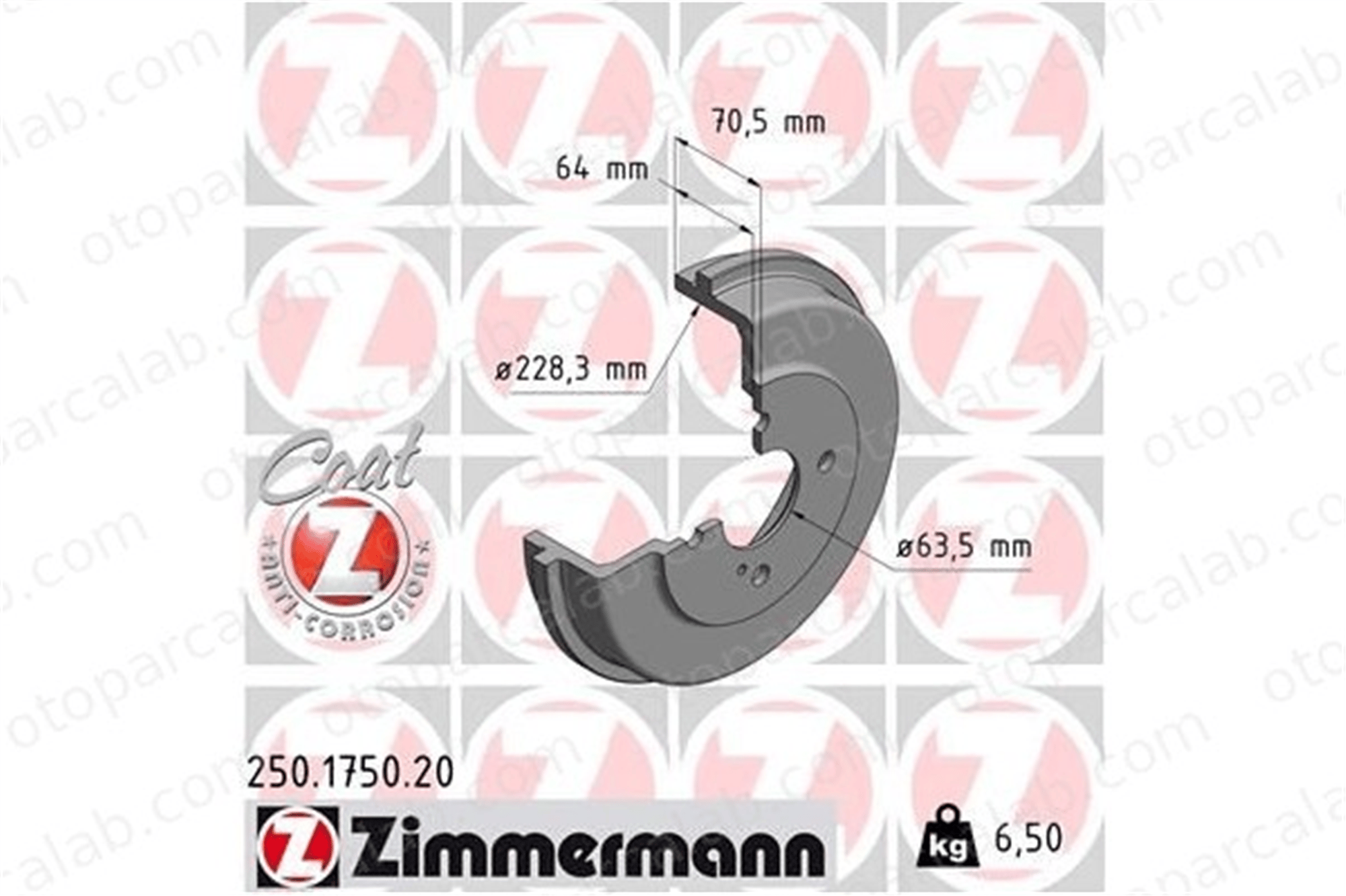 ZIMMERMANN 250.1750.20 Kampana Arka Sağ veya Sol FORD B-MAX B-MAX Van 1752037 1763131