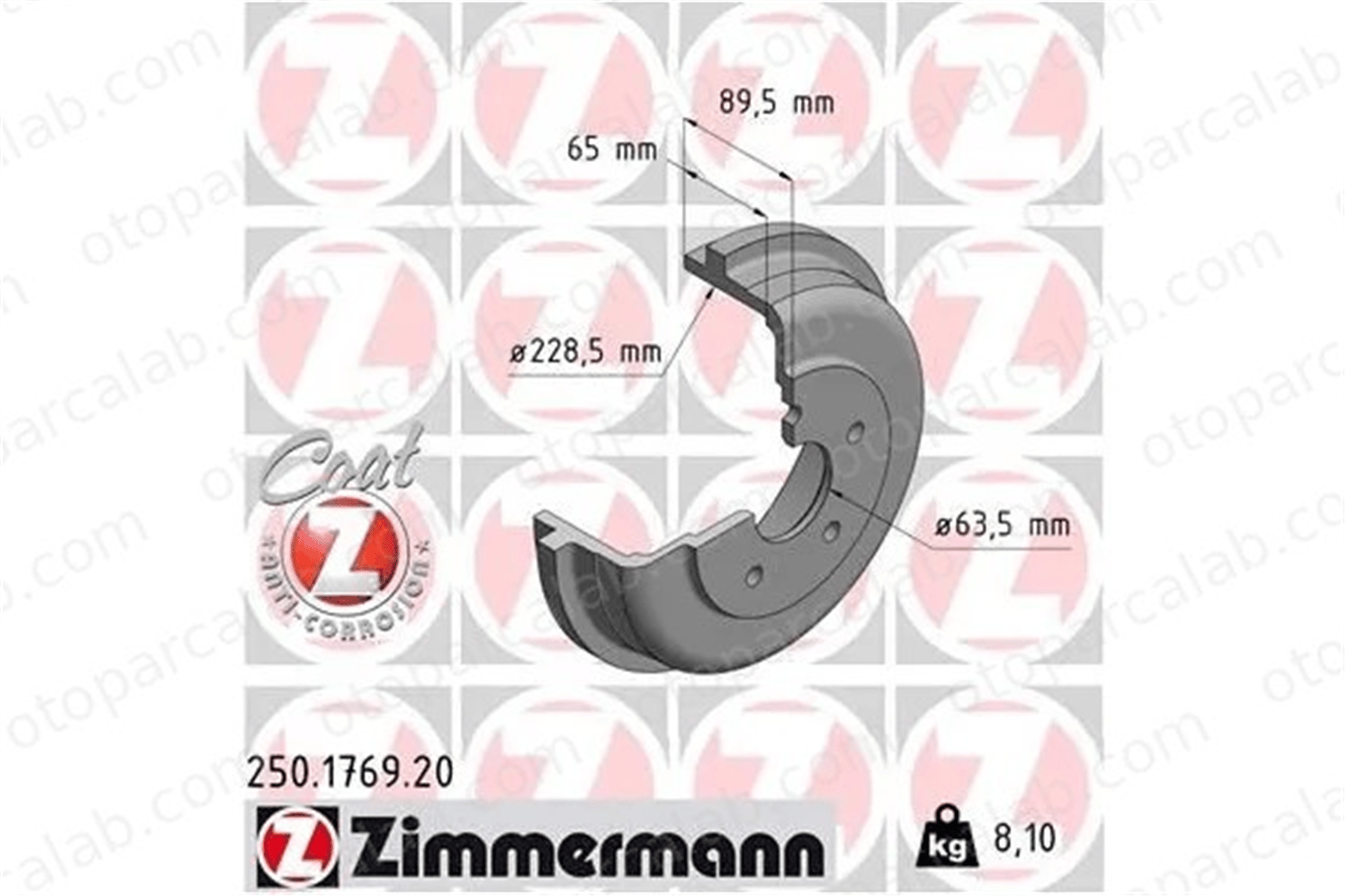 ZIMMERMANN 250.1769.20 Kampana Arka Sağ veya Sol FORD TOURNEO CONNECT TRANSIT CONNECT 1334973 1334975