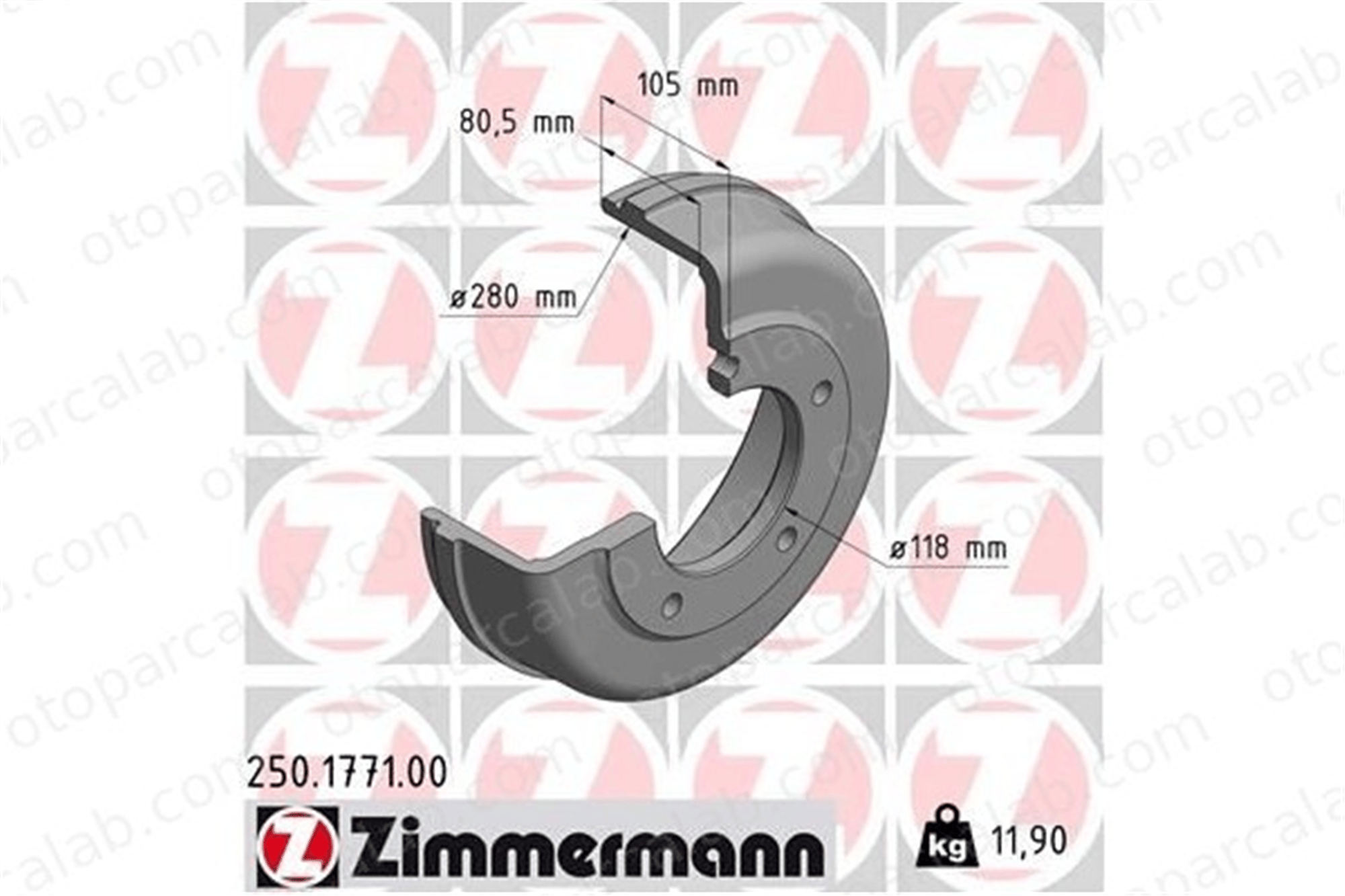 ZIMMERMANN 250.1771.00 Kampana Arka Sağ veya Sol FORD TRANSIT Minibüs/Otobüs TRANSIT Panelvan/Van 3C111126AA 4519396
