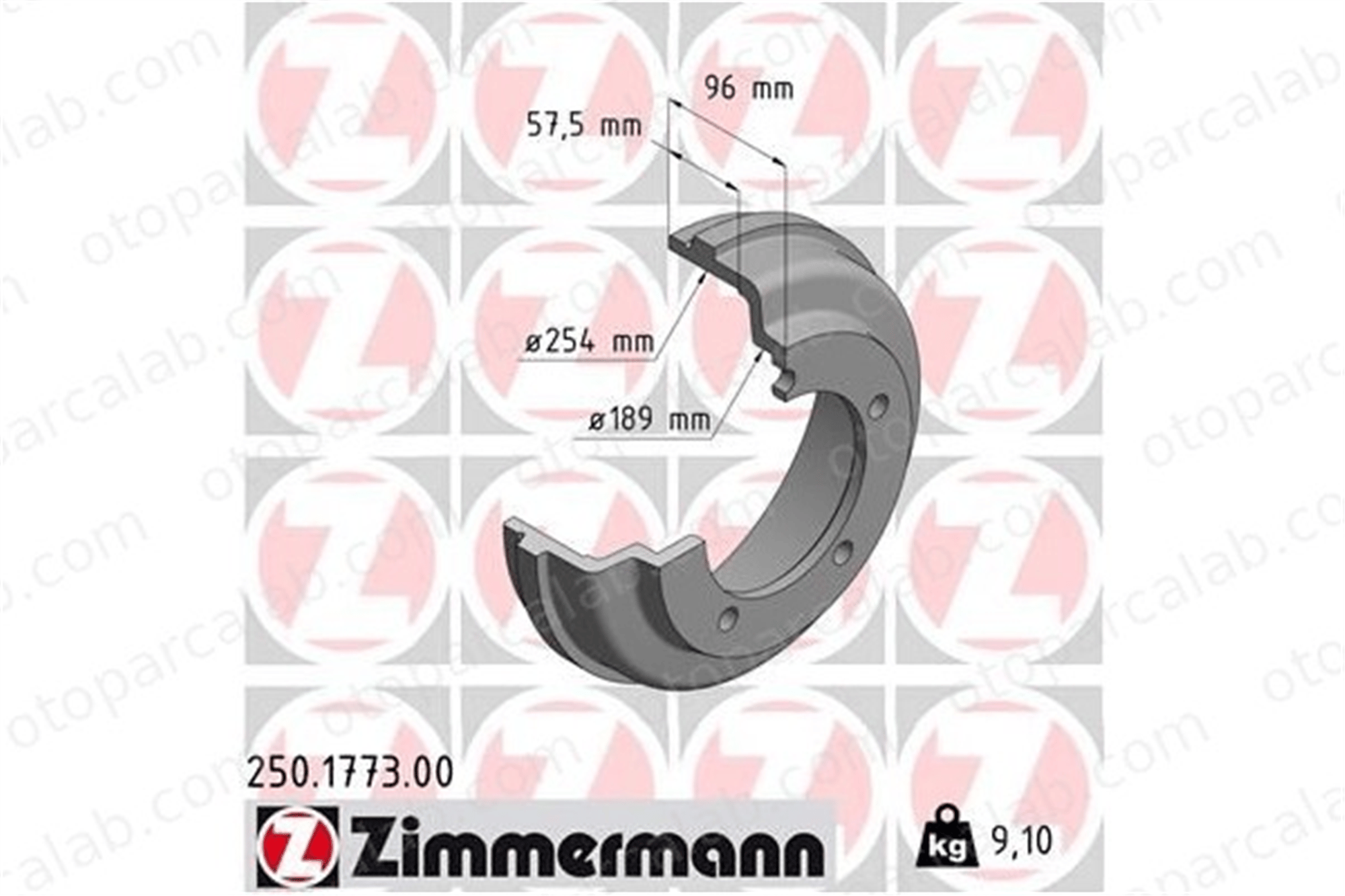ZIMMERMANN 250.1773.00 Kampana Arka Sağ veya Sol FORD TRANSIT Panelvan/Van TRANSIT Platform şasi 1C1W1126AE 4540218