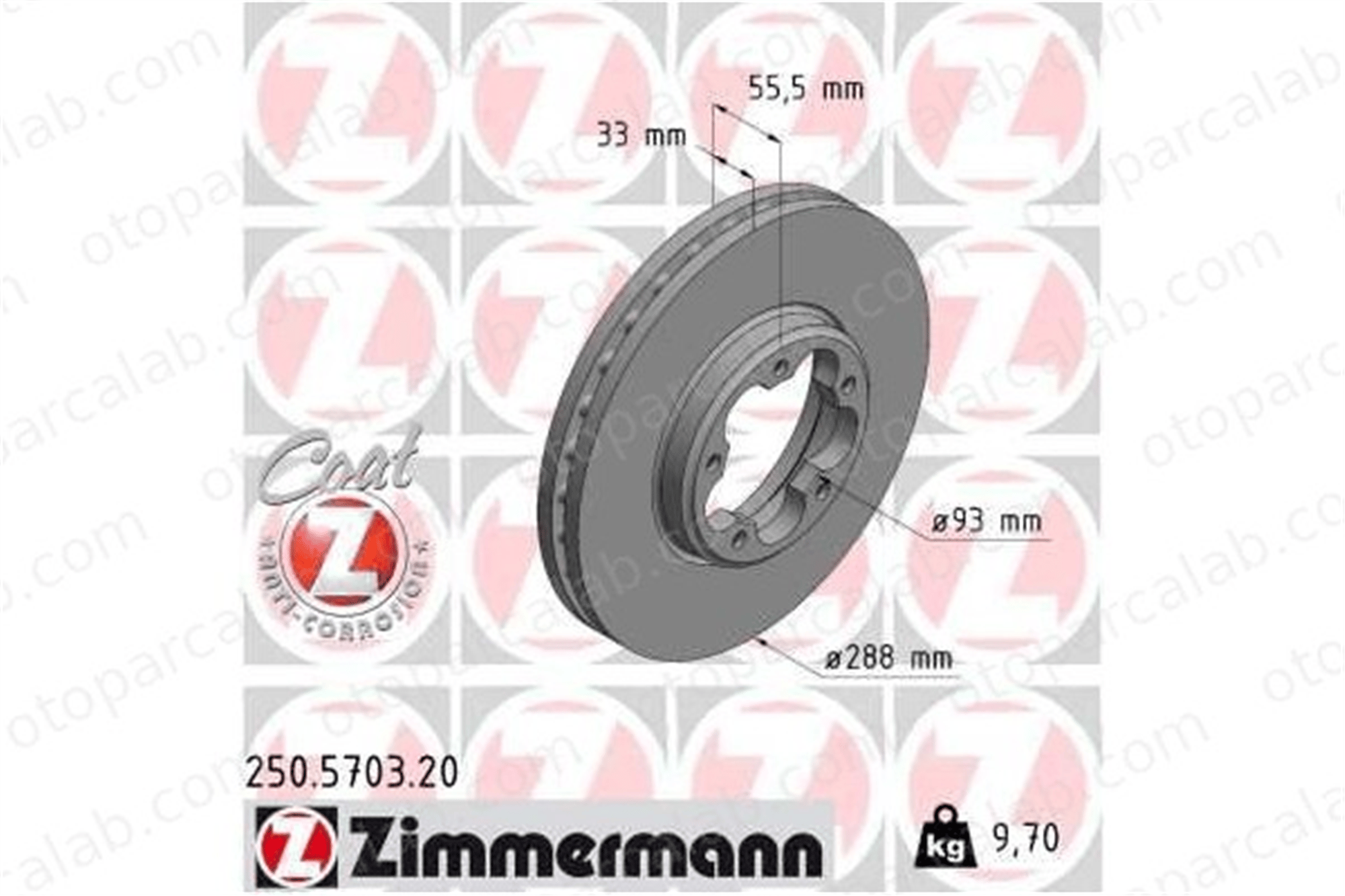 ZIMMERMANN 250.5703.20 Fren Disk Ayna Ön Sağ ve Sol FORD TRANSIT V363 Panelvan/Van TRANSIT V363 Minibüs/Otobüs BK211125HA BK211125GA