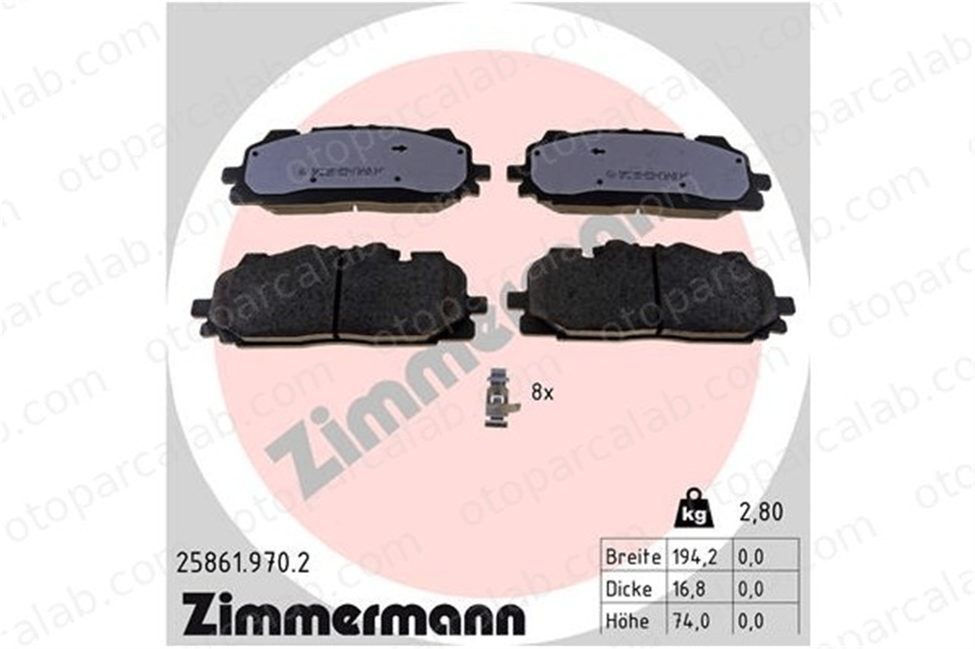 ZIMMERMANN 25861.970.2 Fren Disk Balata Ön AUDI A5 Sportback A4 B9 4M0698151AA 4K0698151