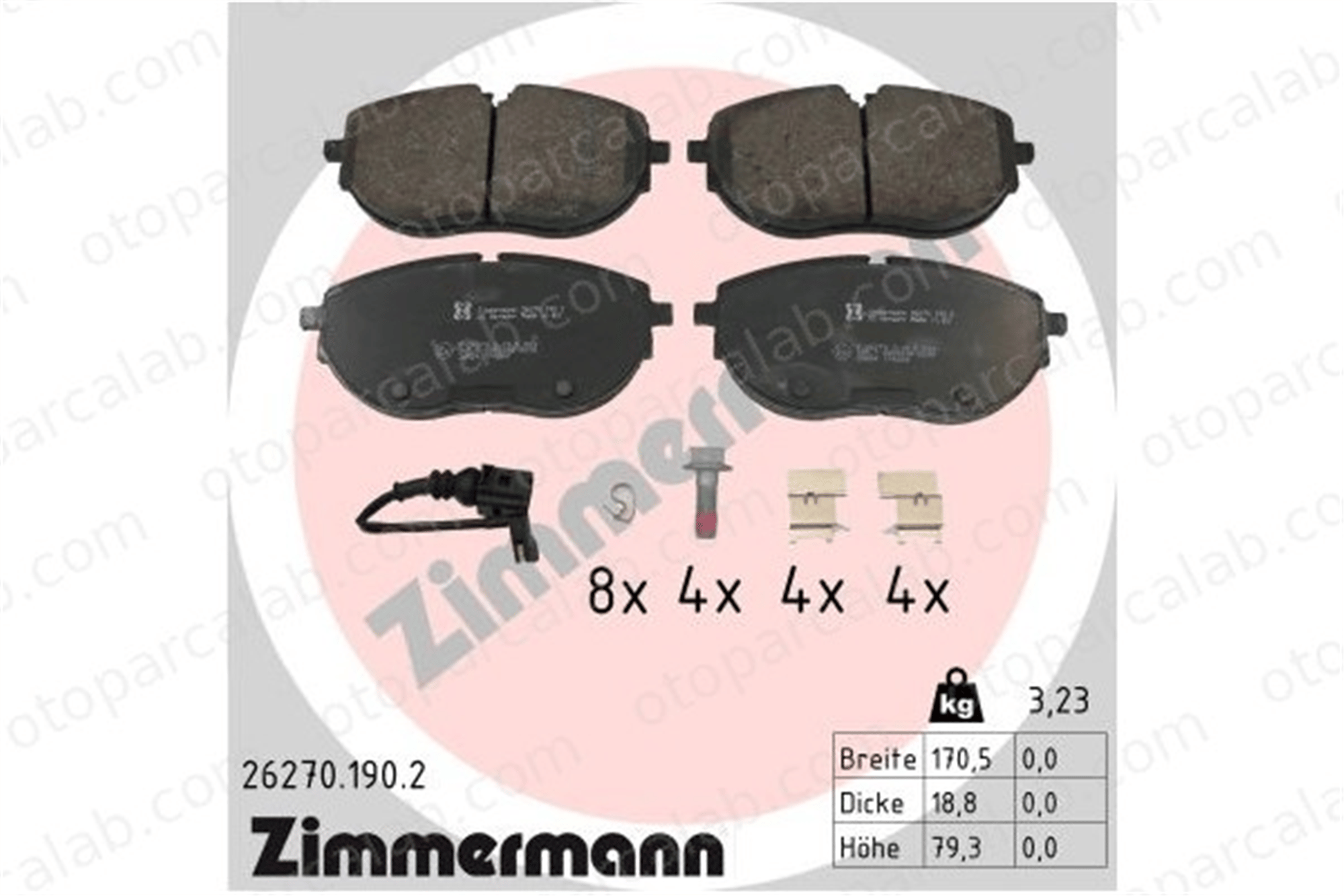 ZIMMERMANN 26270.190.2 Fren Disk Balata Ön VW TRANSPORTER T6 Platform şasi TRANSPORTER T6 / CARAVELLE T6 Minibüs/Otobüs 7LA698151A 7LA698151C