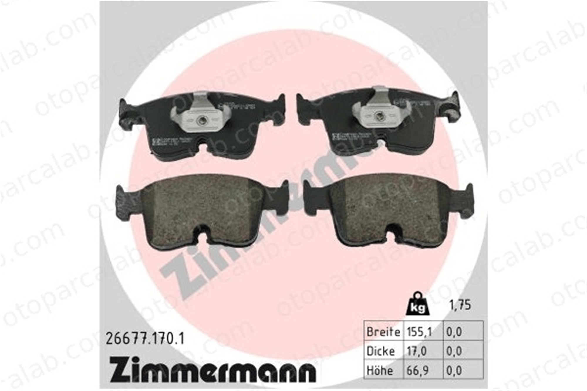 ZIMMERMANN 26677.170.1 Fren Disk Balata Ön VW GOLF VIII AUDI A3 Sportback 5WA698151G 5WA698151N