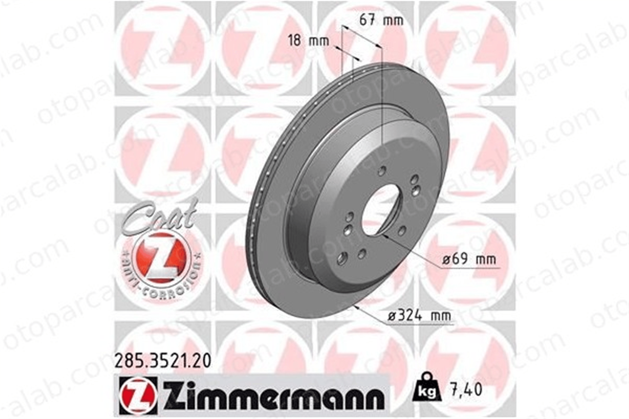ZIMMERMANN 285.3521.20 Fren Disk Ayna Arka Sağ ve Sol HYUNDAI ix55 58411 3J500