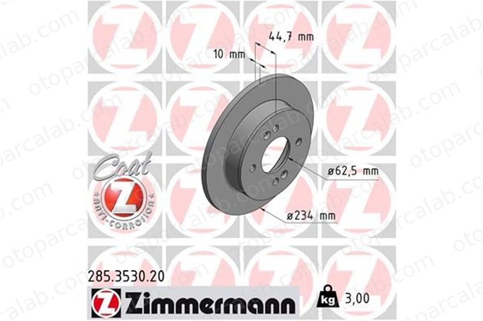 ZIMMERMANN 285.3530.20 Fren Disk Ayna Arka Sağ ve Sol HYUNDAI i10 II i10 III 58411B4300 58411B9000