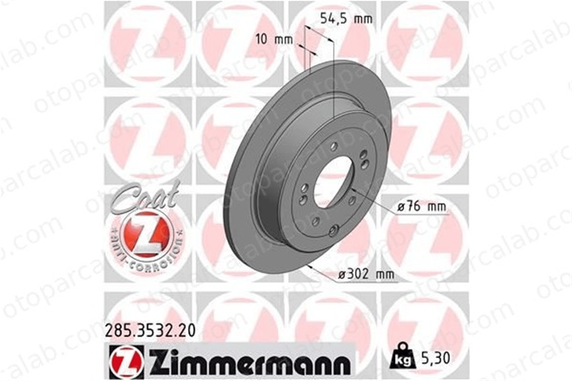 ZIMMERMANN 285.3532.20 Fren Disk Ayna Arka Sağ ve Sol HYUNDAI TUCSON KIA SPORTAGE IV 58411D7000 58411D3000