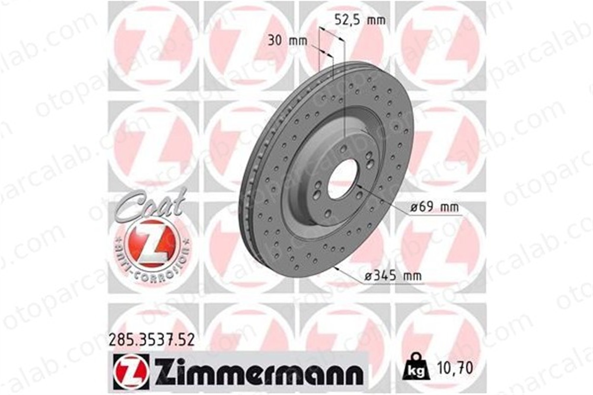 ZIMMERMANN 285.3537.52 Fren Disk Ayna Ön Sağ ve Sol HYUNDAI i30 FASTBACK 51712S0100