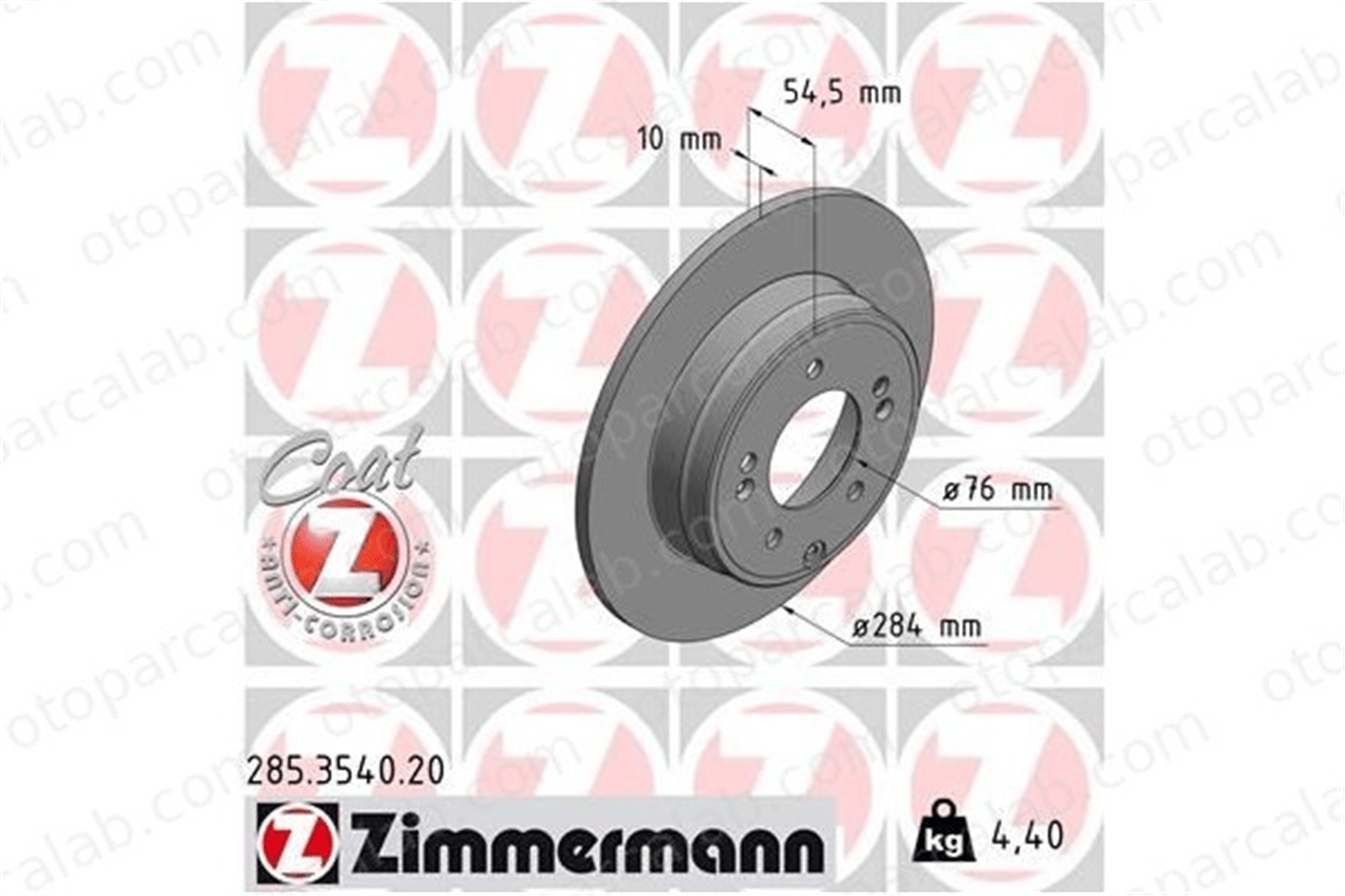 ZIMMERMANN 285.3540.20 Fren Disk Ayna Arka Sağ ve Sol HYUNDAI SONATA V GRANDEUR 584113K100 584113K110