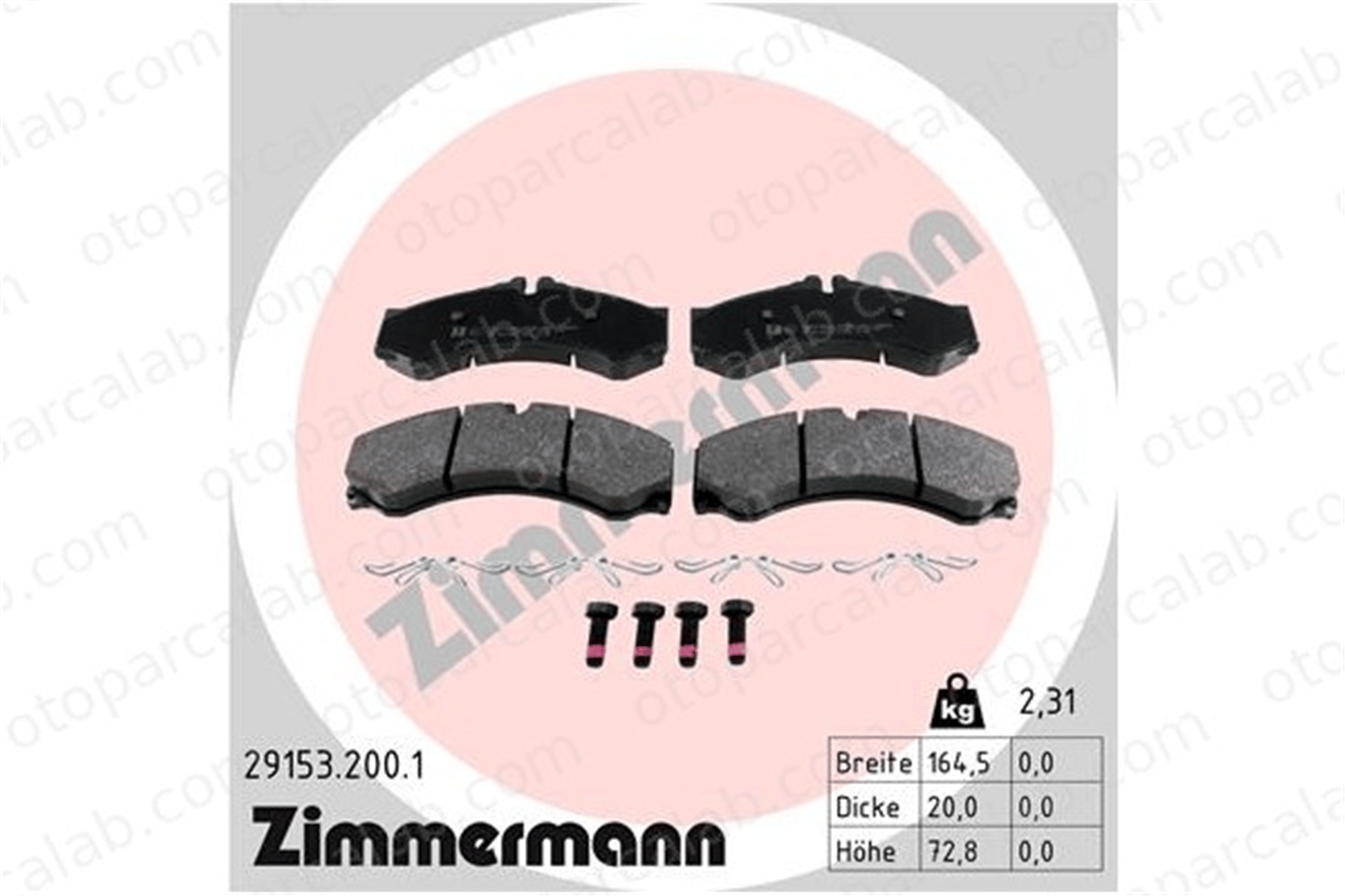 ZIMMERMANN 29153.200.1 Fren Disk Balata Ön MERCEDES-BENZ SPRINTER 4-t Panelvan/Van SPRINTER 4-t Platform şasi 291532001 4237110