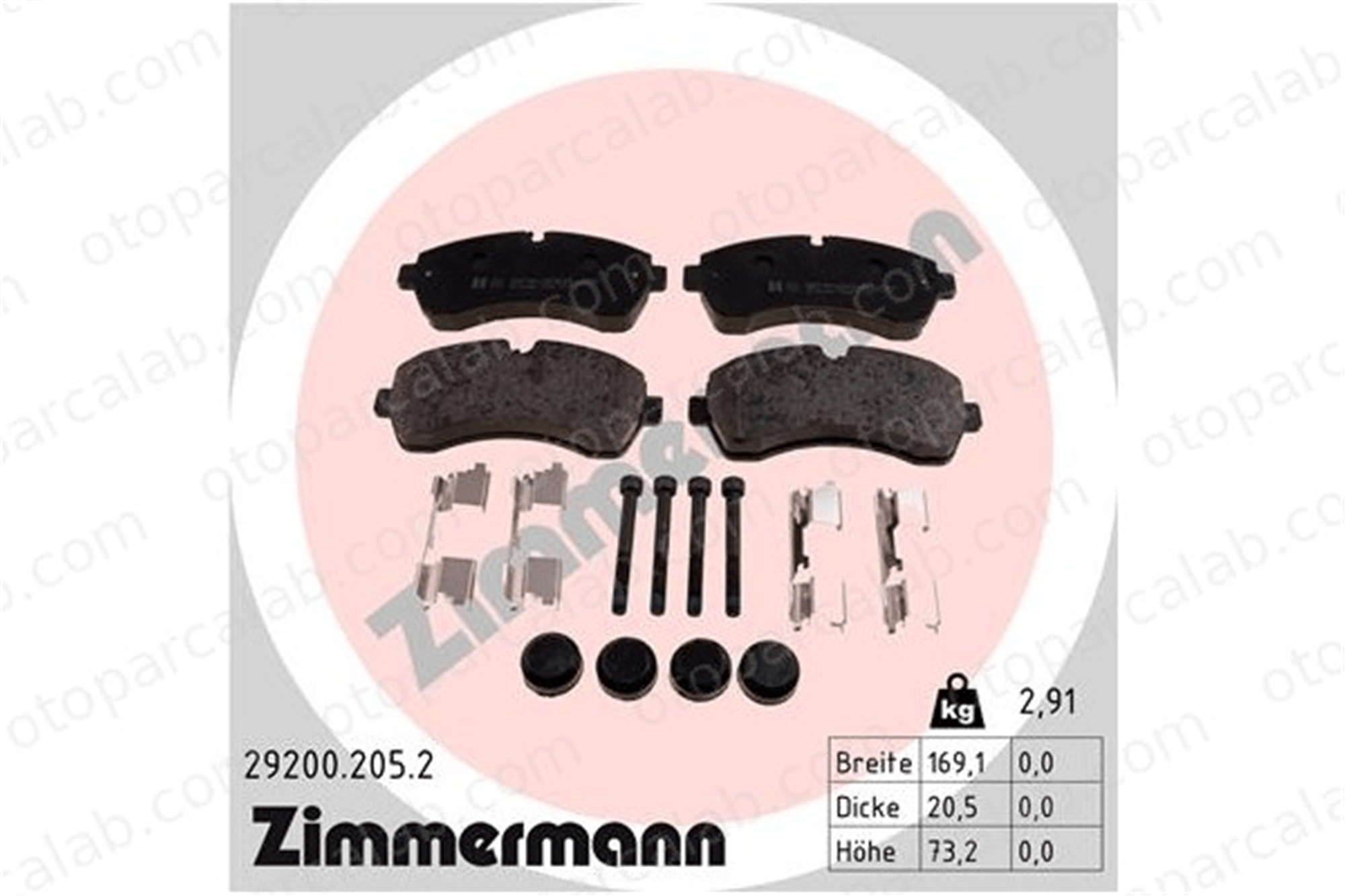 ZIMMERMANN 29200.205.2 Fren Disk Balata Ön MERCEDES-BENZ SPRINTER 5-t Platform şasi SPRINTER 5-t Panelvan/Van 292002052 68055462AB