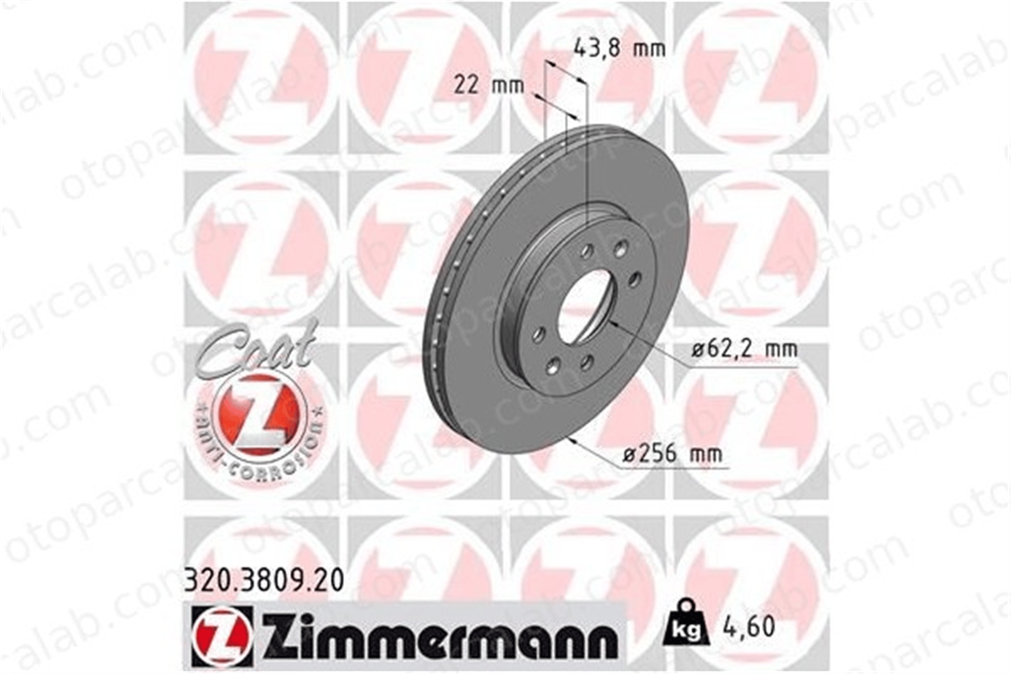 ZIMMERMANN 320.3809.20 Fren Disk Ayna Ön Sağ ve Sol HYUNDAI i20 II ACCENT IV Sedan 517120U000 517121R000