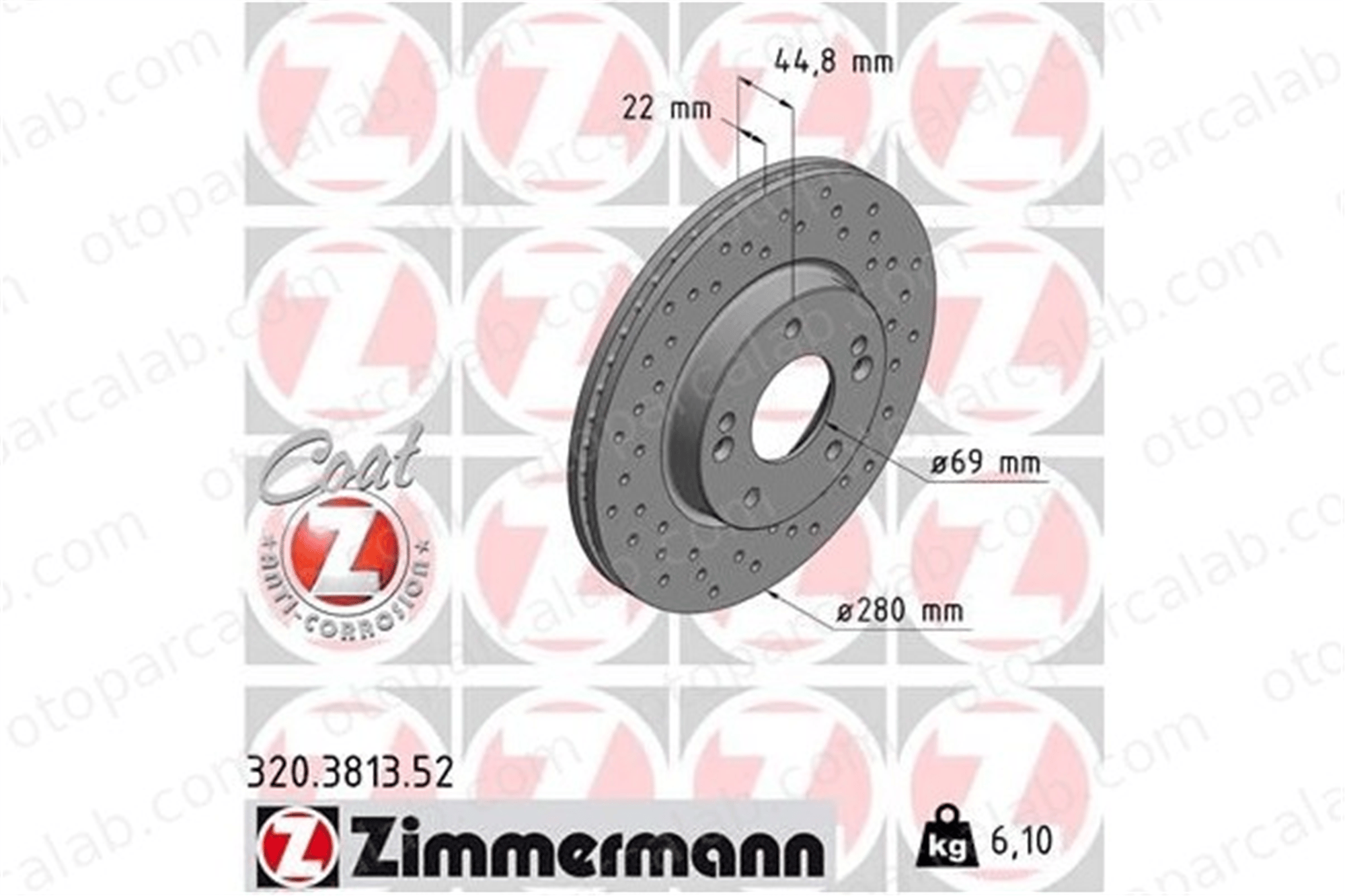 ZIMMERMANN 320.3813.52 Fren Disk Ayna Ön Sağ ve Sol HYUNDAI IONIQ 51712G2000 51712G2100