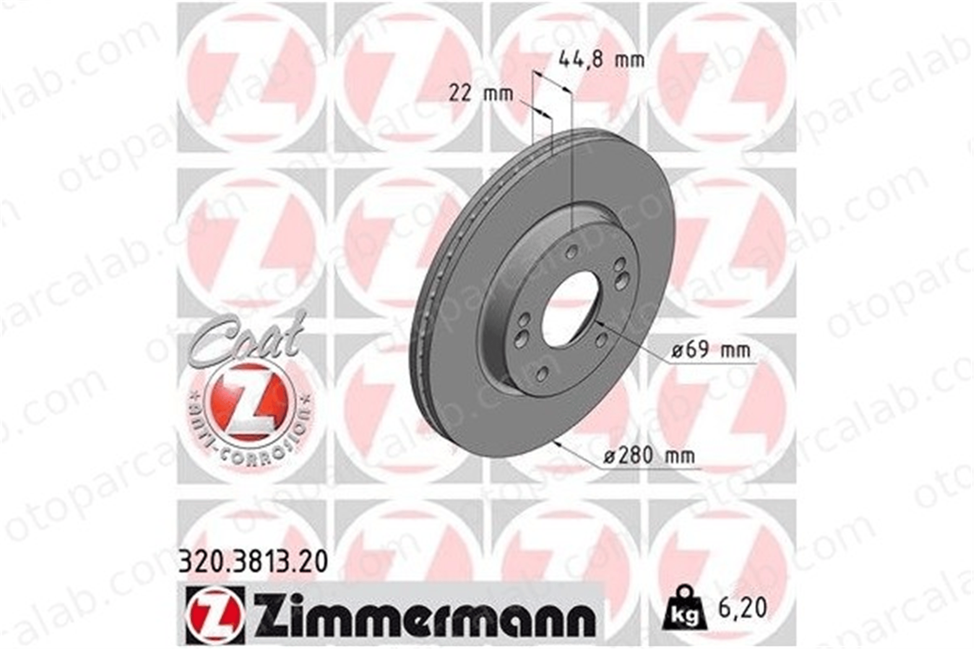 ZIMMERMANN 320.3813.20 Fren Disk Ayna Ön Sağ ve Sol HYUNDAI IONIQ 51712G2000 51712G2100