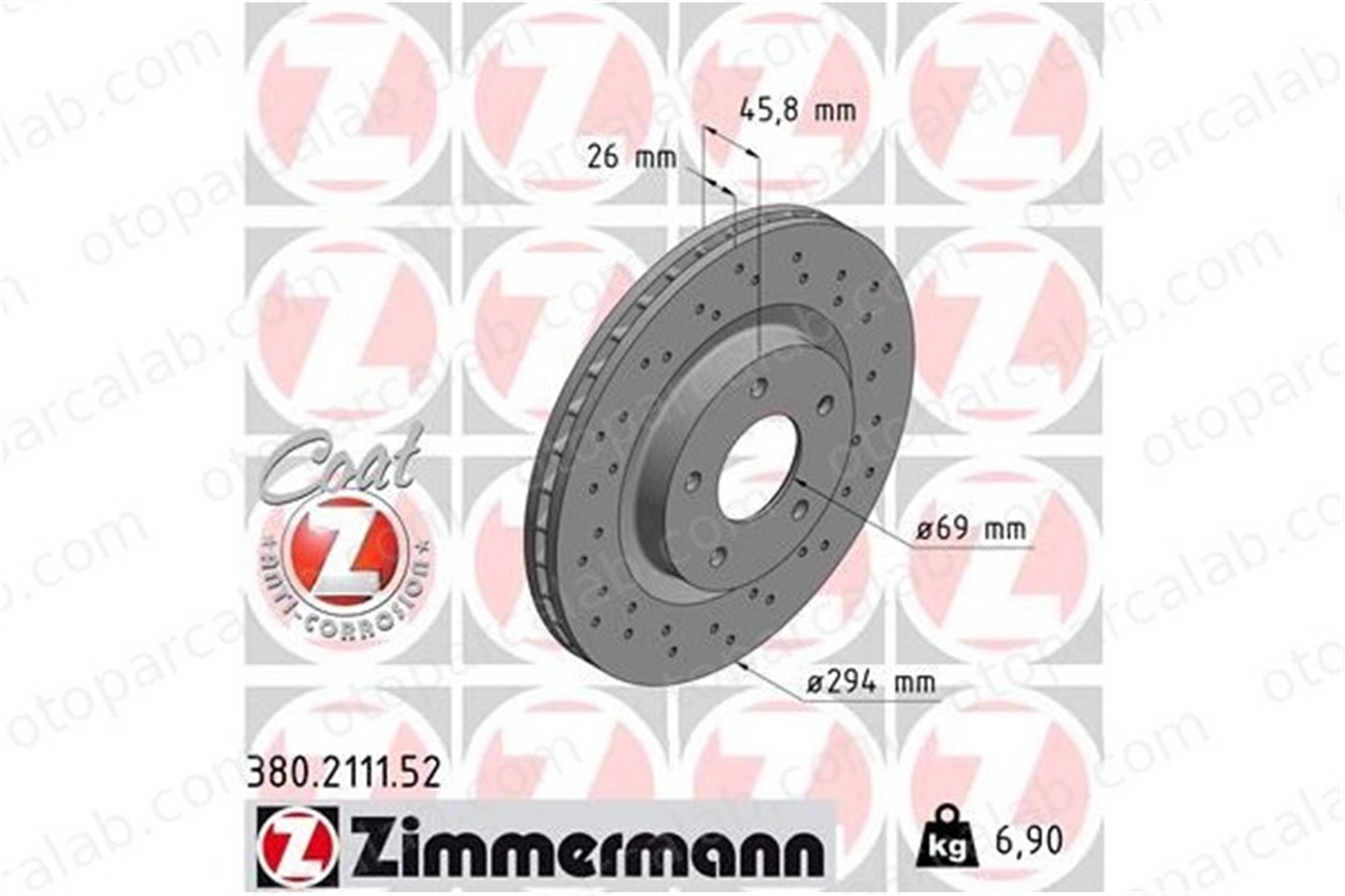 ZIMMERMANN 380.2111.52 Fren Disk Ayna Ön Sağ ve Sol MITSUBISHI ASX JEEP COMPASS 4615A117 4615A178