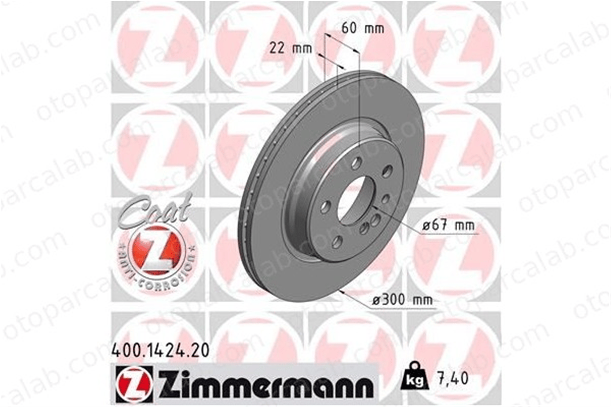 ZIMMERMANN 400.1424.20 Fren Disk Ayna Arka Sağ ve Sol MERCEDES-BENZ S-SERISI S-SERISI Coupe A1404230412 1404230412