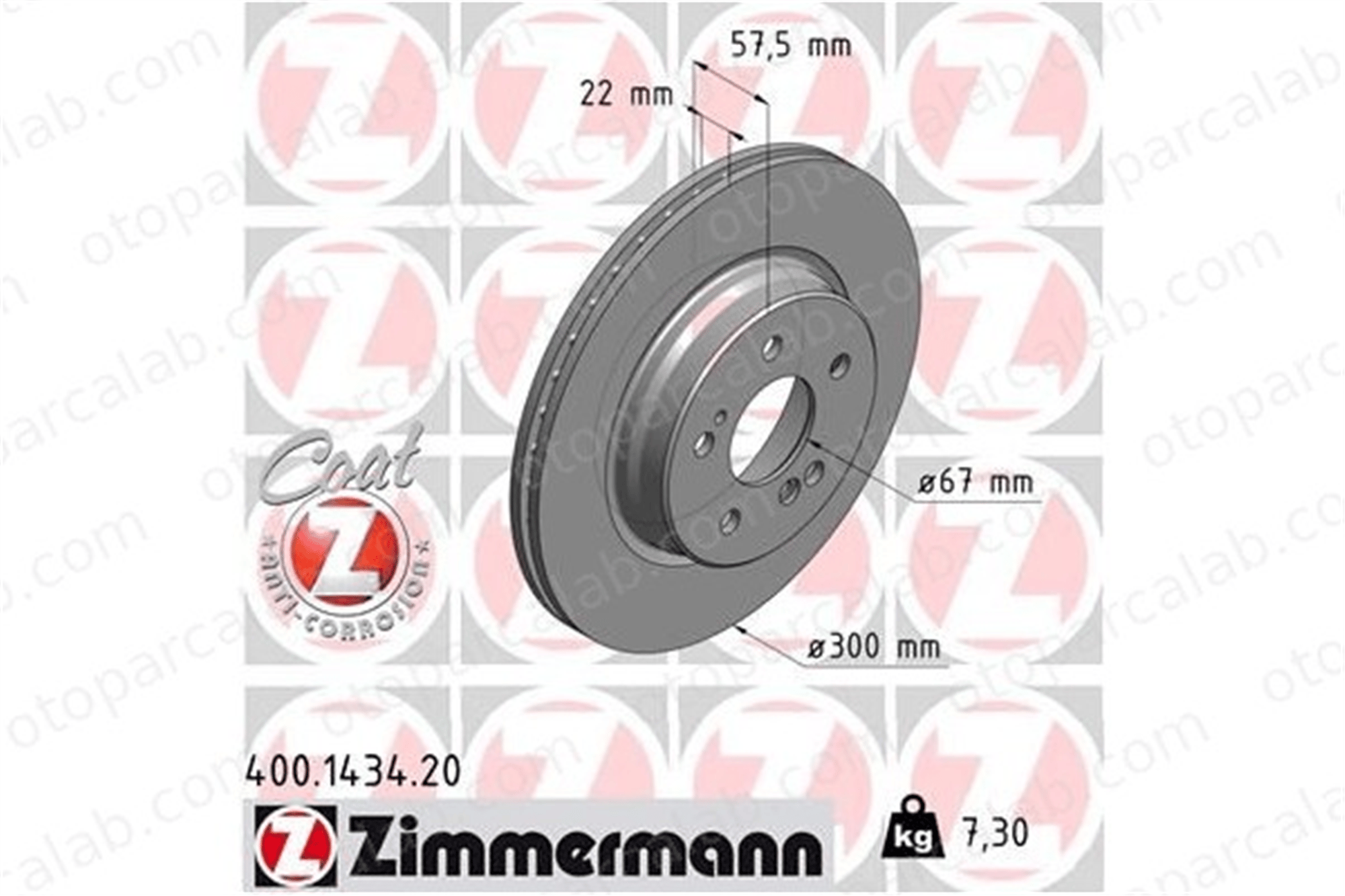 ZIMMERMANN 400.1434.20 Fren Disk Ayna Arka Sağ ve Sol MERCEDES-BENZ SL E-SERISI A1294230312 1294230312