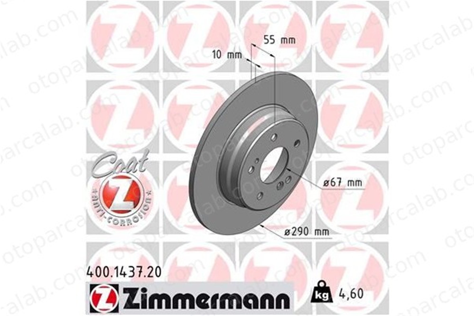 ZIMMERMANN 400.1437.20 Fren Disk Ayna Arka Sağ ve Sol MERCEDES-BENZ C-SERISI T-Model C-SERISI A2104231012 1244231112