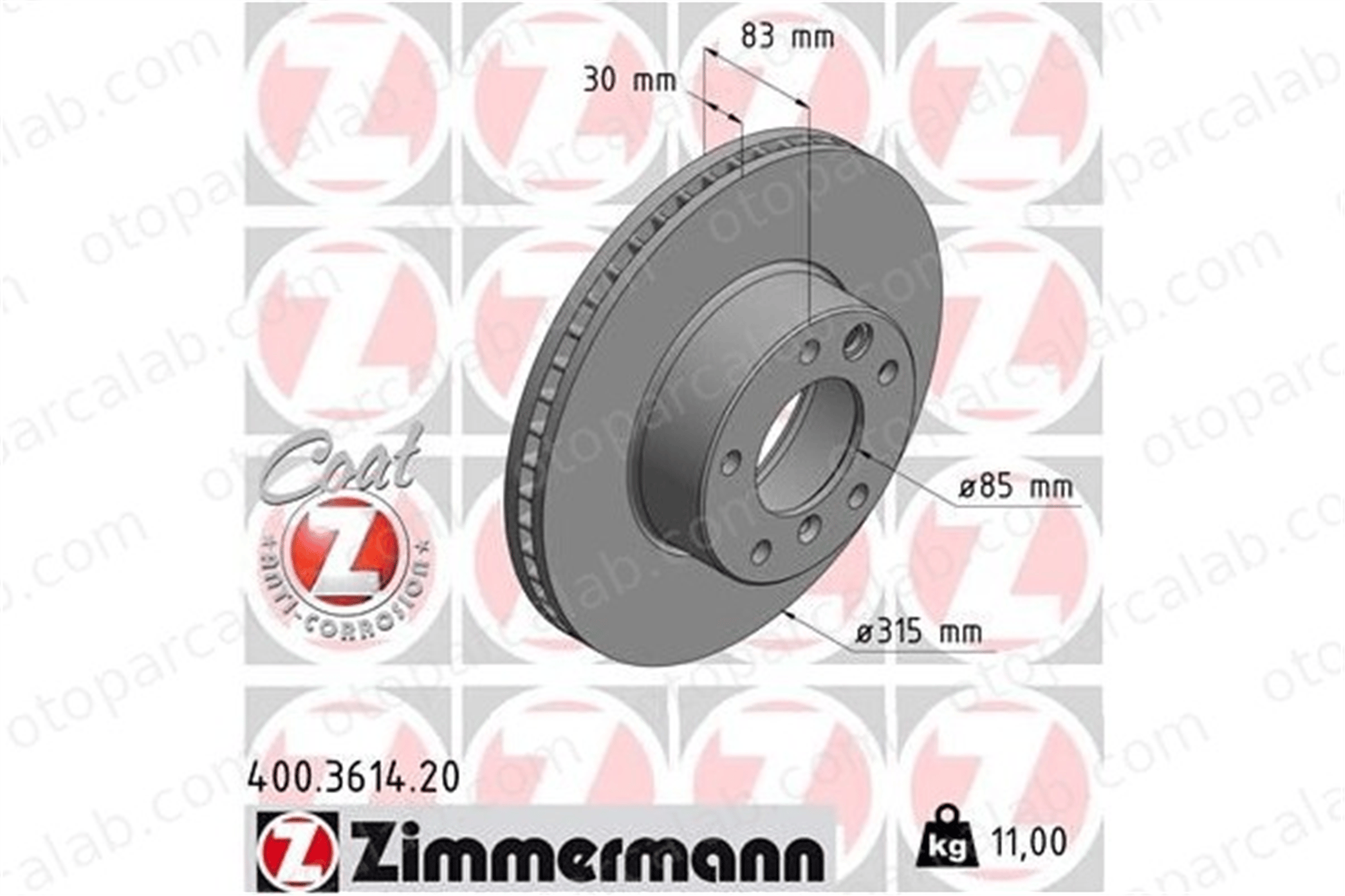 ZIMMERMANN 400.3614.20 Fren Disk Ayna Ön Sağ ve Sol PUCH G-MODELL MERCEDES-BENZ G-SERISI 4634210012 4634210112