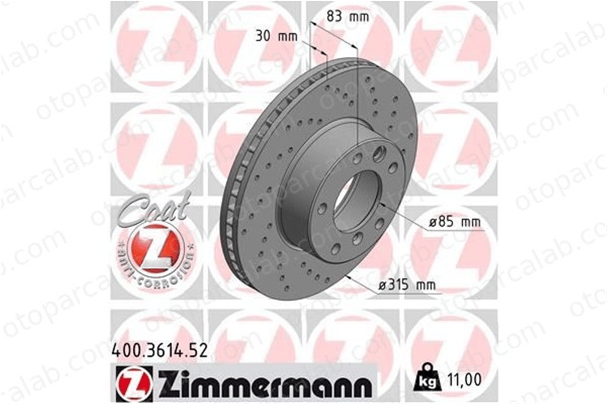 ZIMMERMANN 400.3614.52 Fren Disk Ayna Ön Sağ ve Sol PUCH G-MODELL MERCEDES-BENZ G-SERISI 4634210012 4634210112