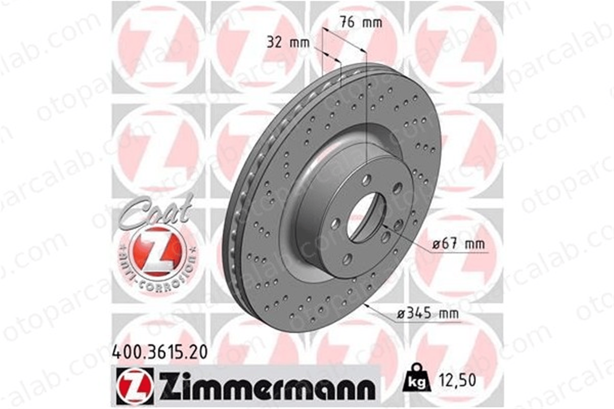 ZIMMERMANN 400.3615.20 Fren Disk Ayna Ön Sağ ve Sol MERCEDES-BENZ S-SERISI S-SERISI Coupe 2204211112 220421111264
