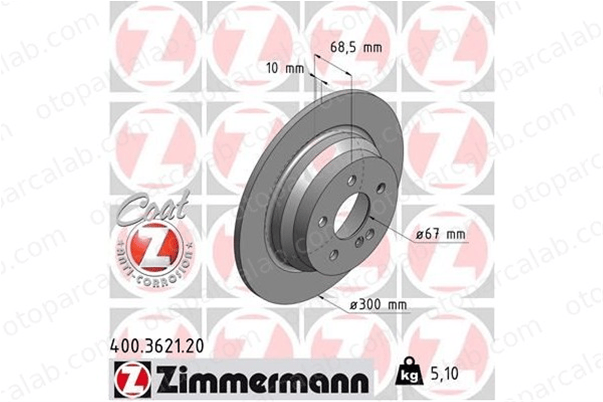 ZIMMERMANN 400.3621.20 Fren Disk Ayna Arka Sağ ve Sol MERCEDES-BENZ E-SERISI E-SERISI T-Model A0004231012 4231012