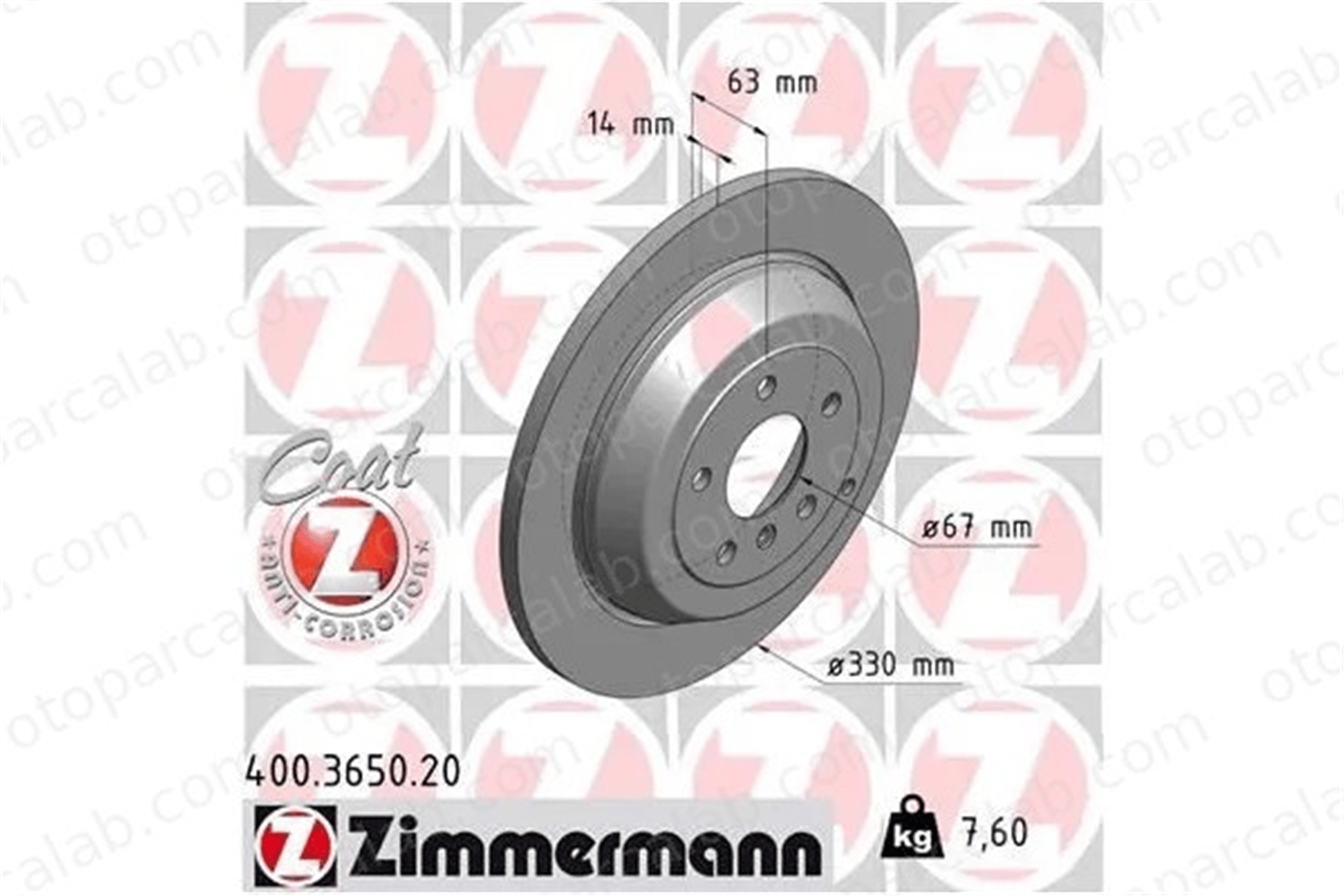 ZIMMERMANN 400.3650.20 Fren Disk Ayna Arka Sağ ve Sol MERCEDES-BENZ R-SERISI M-SERISI A1644231212 1644230512