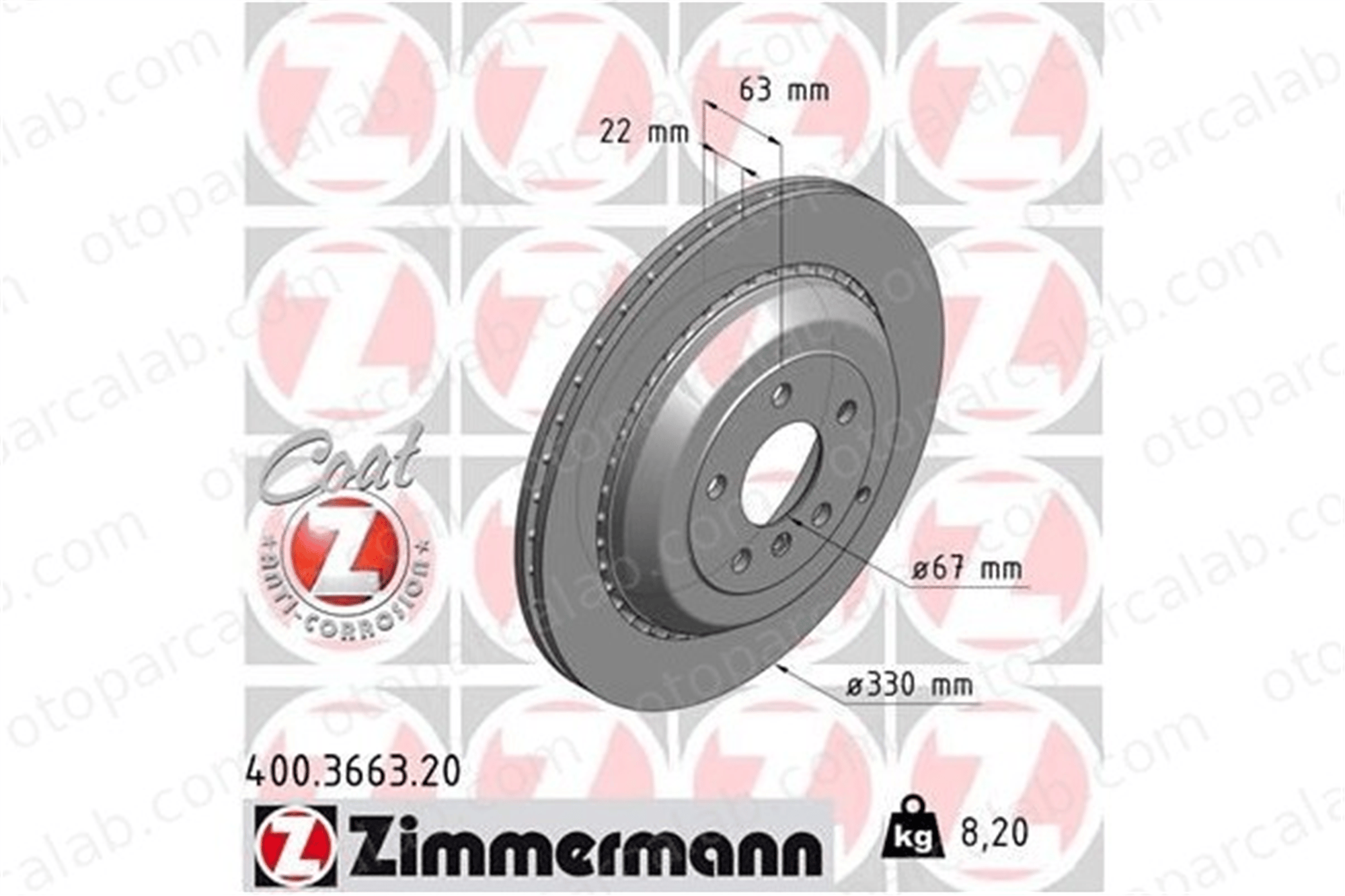 ZIMMERMANN 400.3663.20 Fren Disk Ayna Arka Sağ ve Sol MERCEDES-BENZ R-SERISI GL-SERISI A1644231312 1644230612