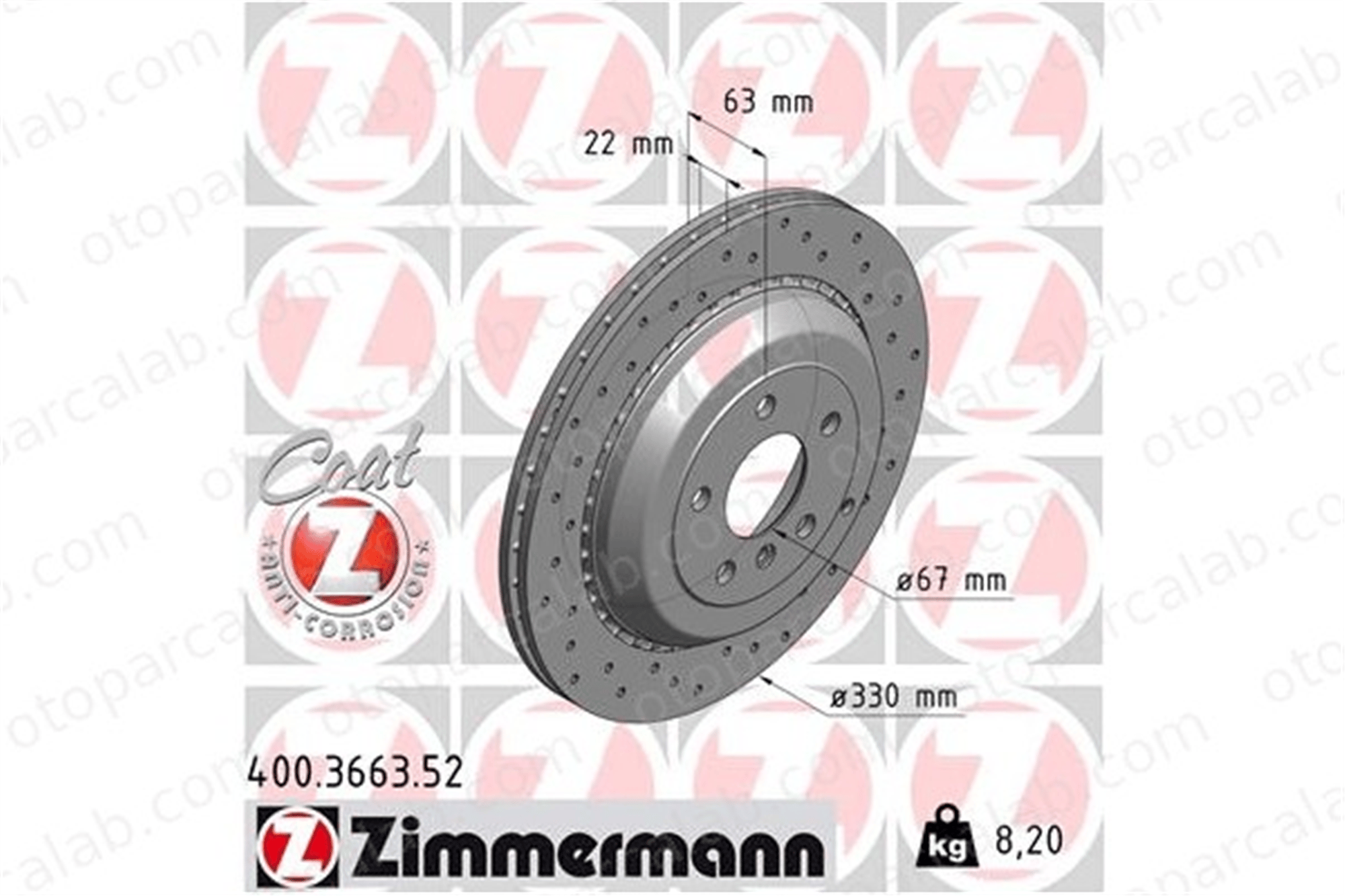 ZIMMERMANN 400.3663.52 Fren Disk Ayna Arka Sağ ve Sol MERCEDES-BENZ R-SERISI GL-SERISI A1644231312 1644230612