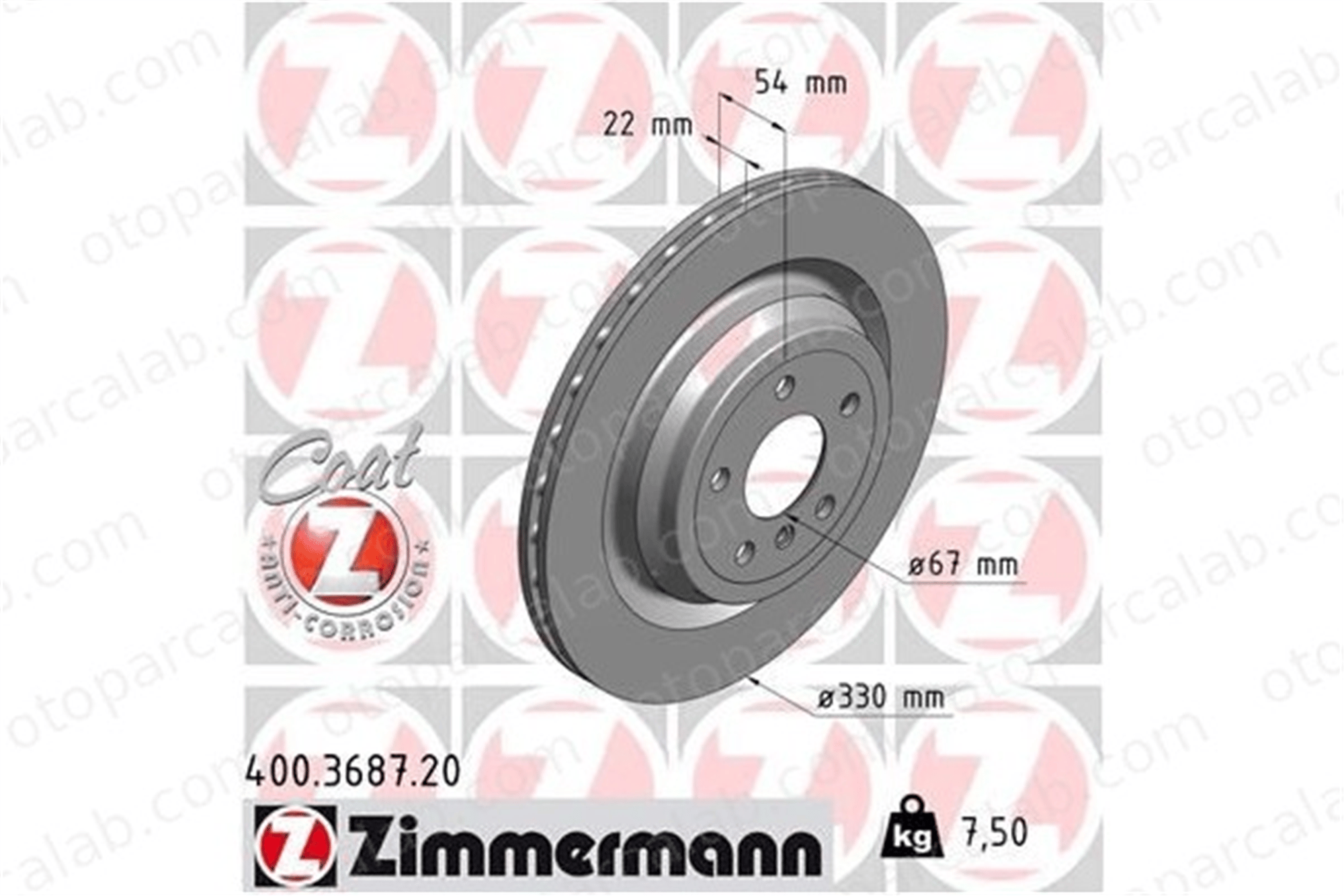 ZIMMERMANN 400.3687.20 Fren Disk Ayna Arka Sağ ve Sol MERCEDES-BENZ GLE GLE Coupe A1664230600 1664230112