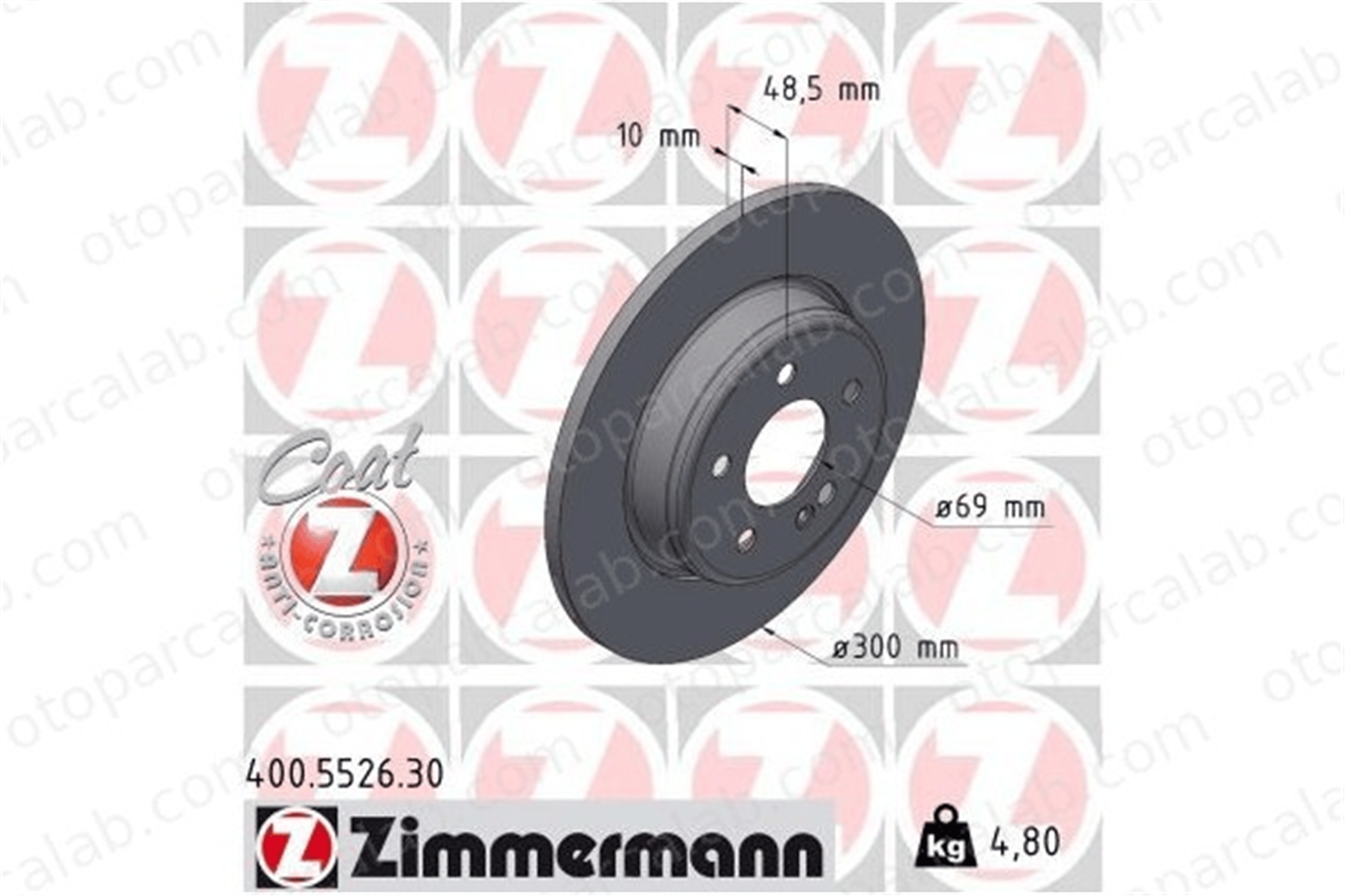 ZIMMERMANN 400.5526.30 Fren Disk Ayna Arka Sağ ve Sol MERCEDES-BENZ C-SERISI T-Model C-SERISI A0004230512 4230512