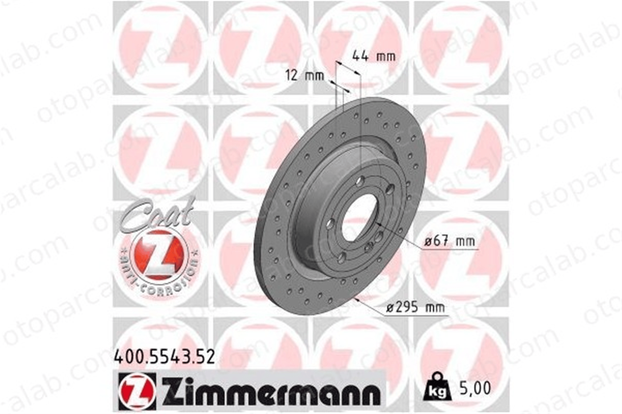 ZIMMERMANN 400.5543.52 Fren Disk Ayna Arka Sağ ve Sol MERCEDES-BENZ CLA A-SERISI A2474230212 2474230212
