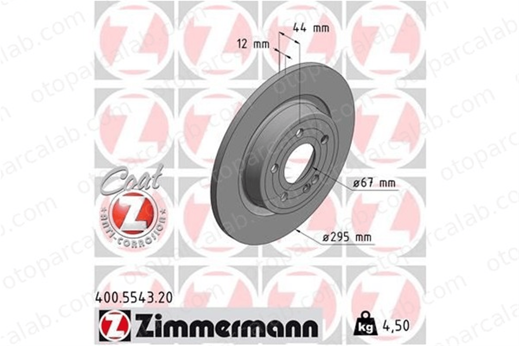 ZIMMERMANN 400.5543.20 Fren Disk Ayna Arka Sağ ve Sol MERCEDES-BENZ CLA A-SERISI A2474230212 2474230212