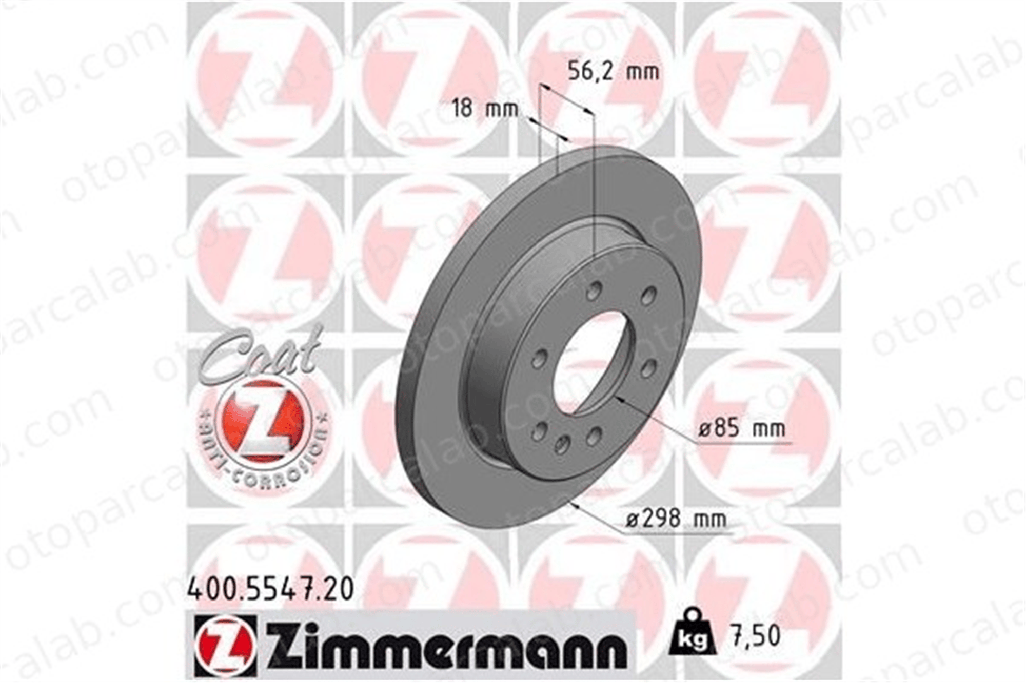 ZIMMERMANN 400.5547.20 Fren Disk Ayna Arka Sağ ve Sol MERCEDES-BENZ SPRINTER 3,5-t Panelvan/Van SPRINTER 3,5-t Platform şasi A9104232100 9104232100