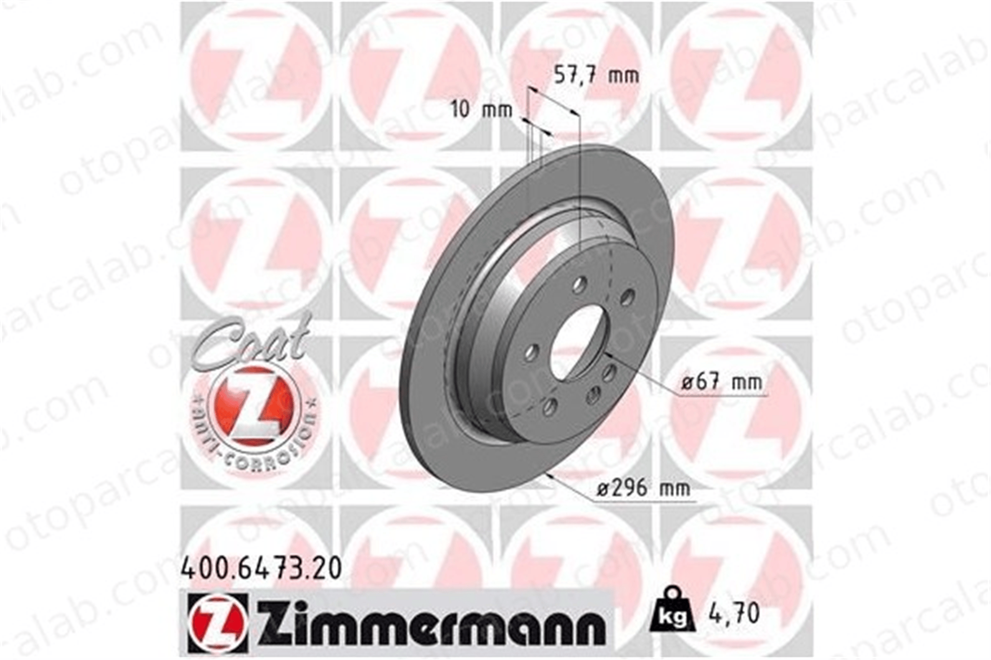 ZIMMERMANN 400.6473.20 Fren Disk Ayna Arka Sağ ve Sol MERCEDES-BENZ VITO Minibüs/Otobüs VITO / MIXTO Panelvan/Van A6394230112 6394230112