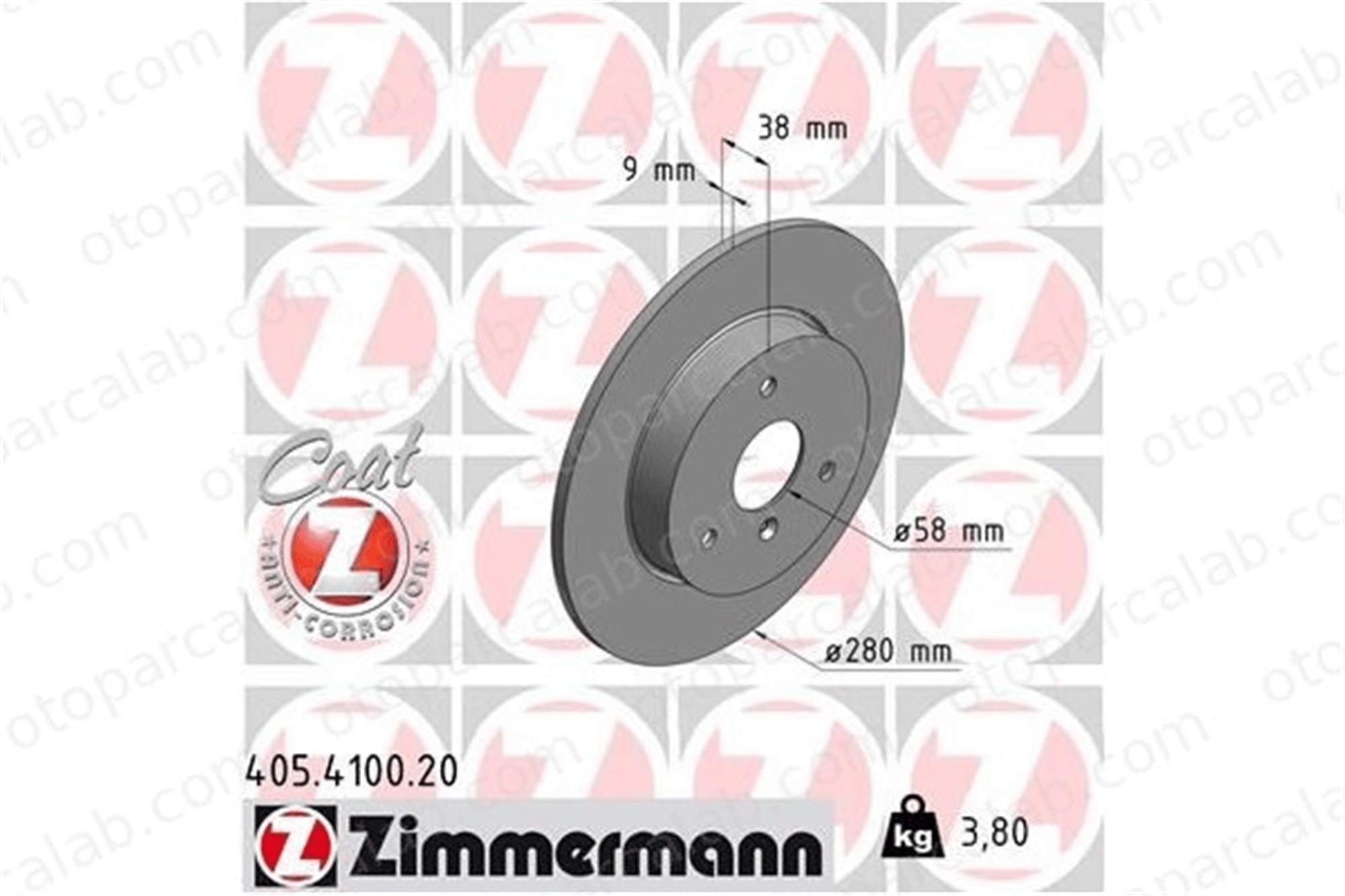 ZIMMERMANN 405.4100.20 Fren Disk Ayna Ön Sağ ve Sol SMART CITY-COUPE CABRIO 4341V001 0004341V001