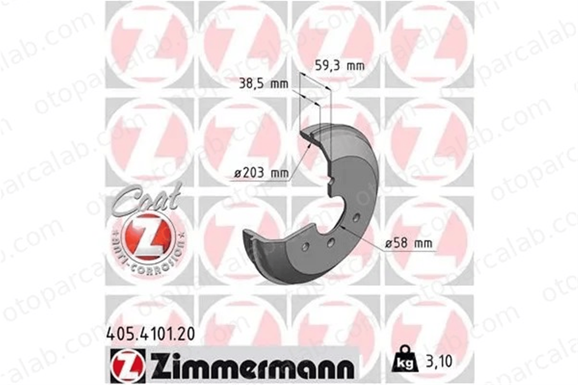 ZIMMERMANN 405.4101.20 Kampana Arka Sağ veya Sol SMART FORTWO Coupe FORTWO Cabrio 4329V001000000 4329V003000000